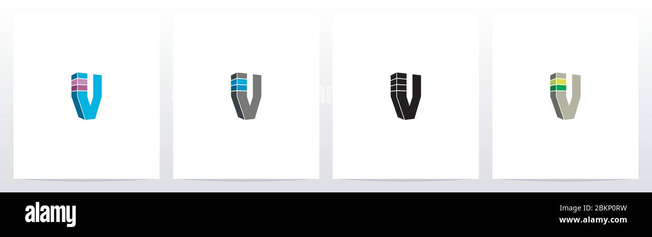 Blocco rettangolo su Logo Letter Design V. Illustrazione Vettoriale