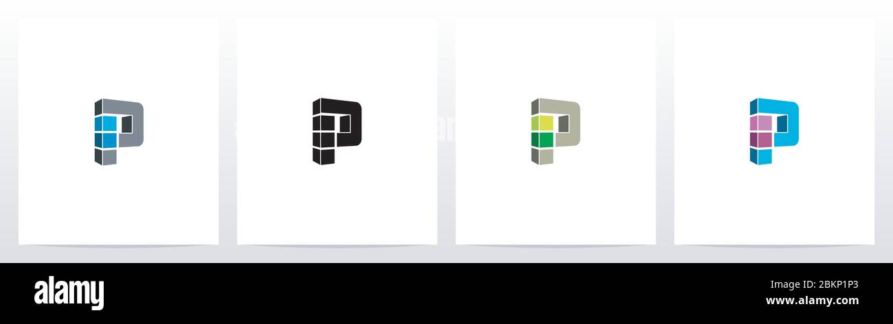 Blocco rettangolo sul logo Letter Design P Illustrazione Vettoriale