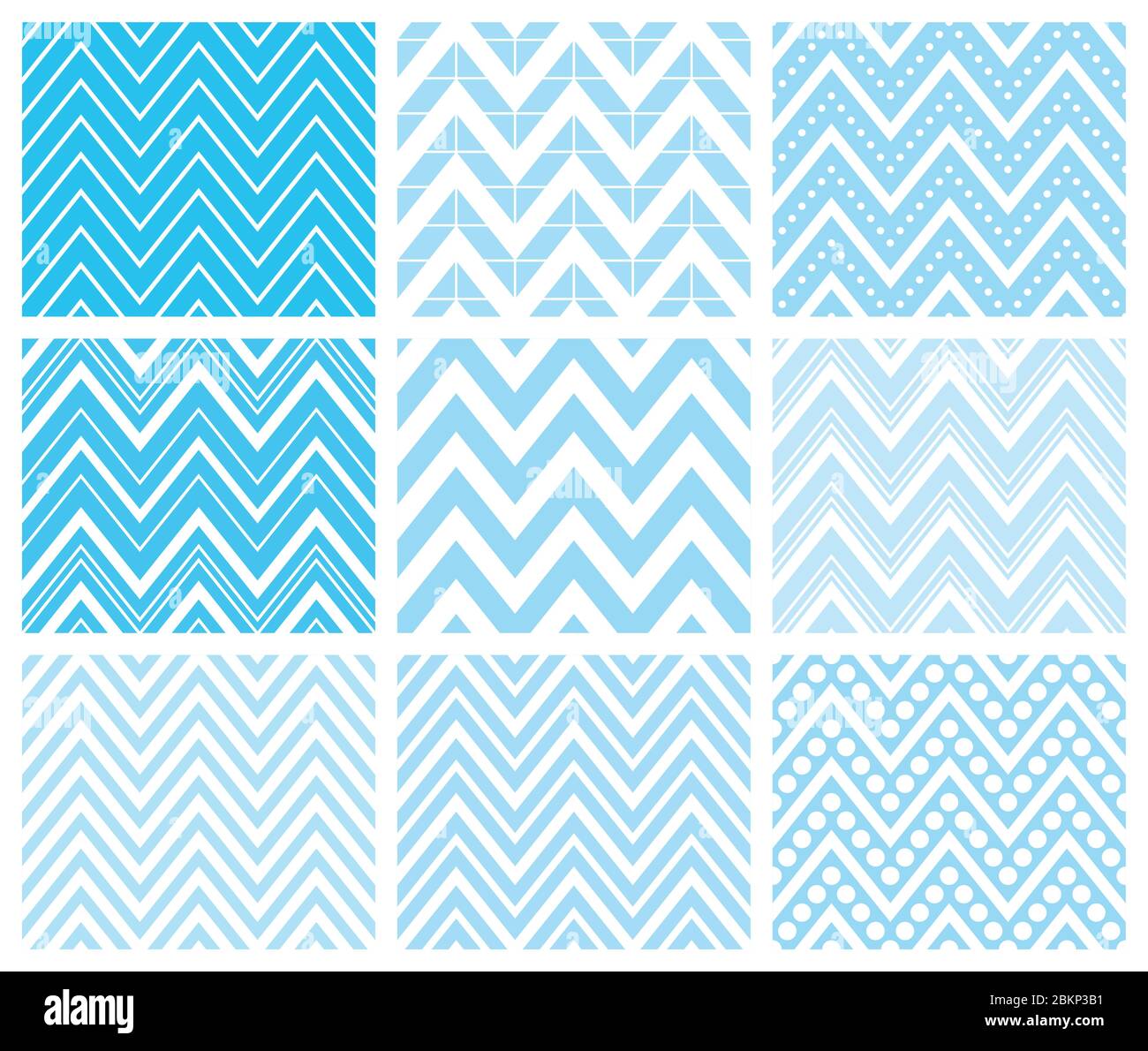 Set di 9 motivi senza cuciture a freccia con zigzag. Può essere utilizzato per sfondi, riempimenti di motivi, sfondi di siti Web, design di libri, stampe tessili, ecc. EPS8 Illustrazione Vettoriale