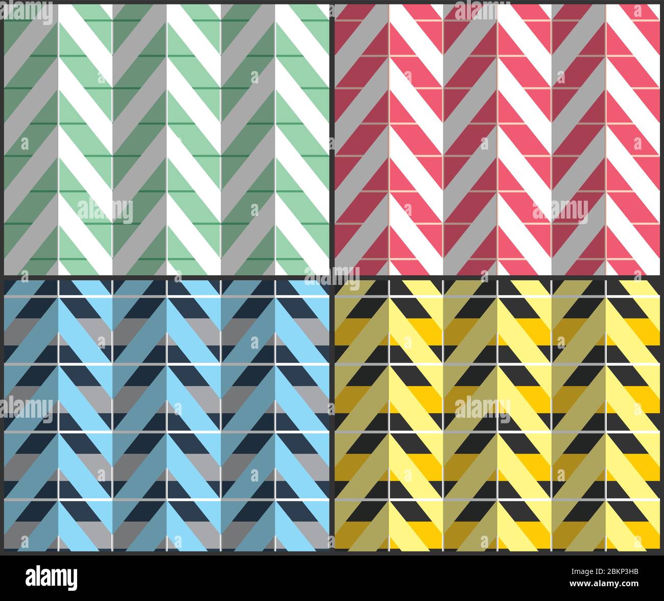 Set di 4 motivi senza cuciture a freccia con zigzag. Può essere utilizzato per sfondi, riempimenti di motivi, sfondi di siti Web, design di libri, stampe tessili, ecc. EPS1 Illustrazione Vettoriale