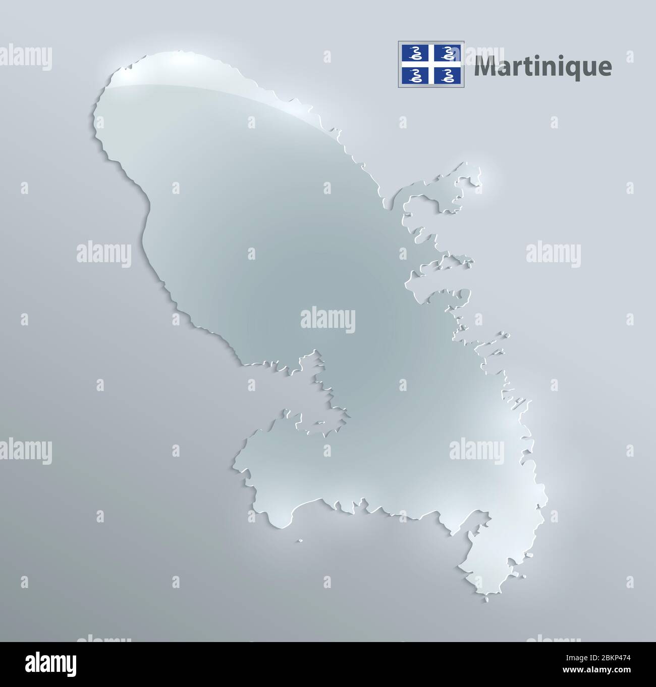 Martinique mappa e bandiera, design carta vetro 3D vettore Illustrazione Vettoriale