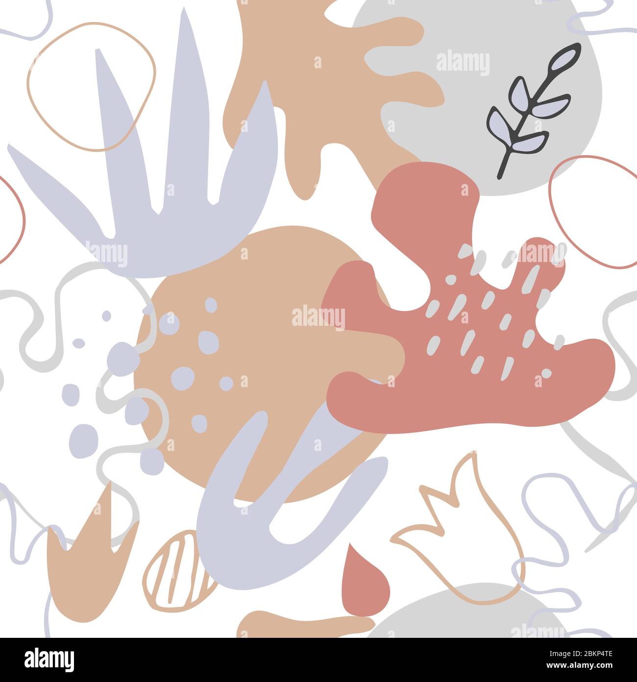 Disegno astratto disegnato a mano senza cuciture con forme organiche, sfondo natura con forme di alci, Arte vettoriale Illustrazione Vettoriale