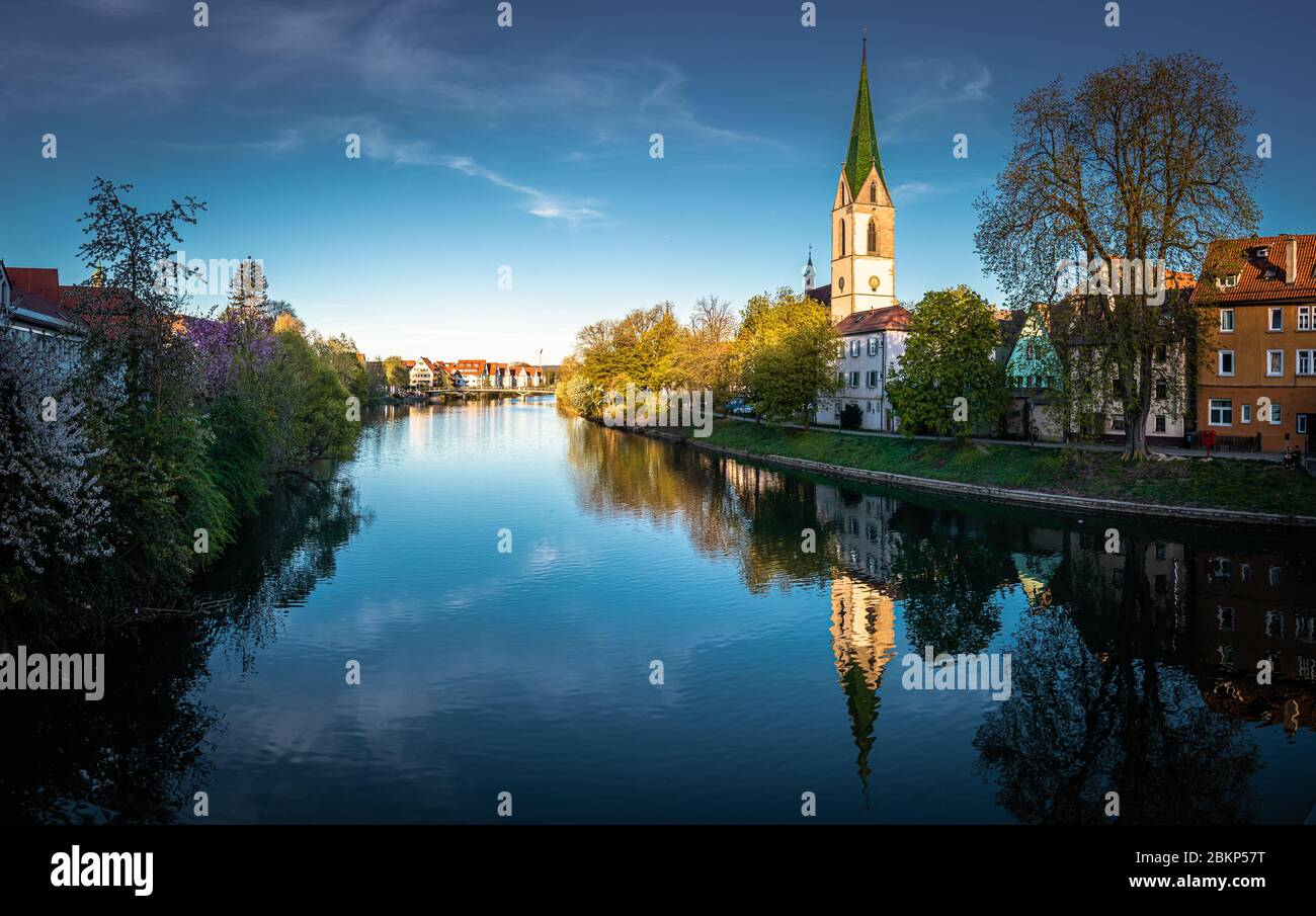 Bella torre della chiesa, Rottenburg am Neckar, Germania Foto Stock