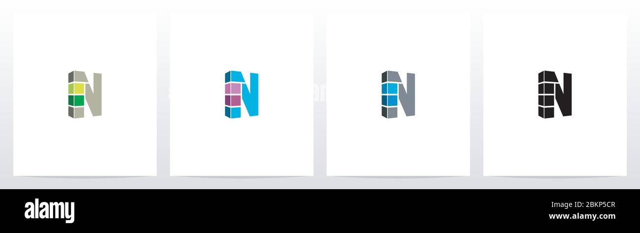 Blocco rettangolo su Logo Letter Design N Illustrazione Vettoriale