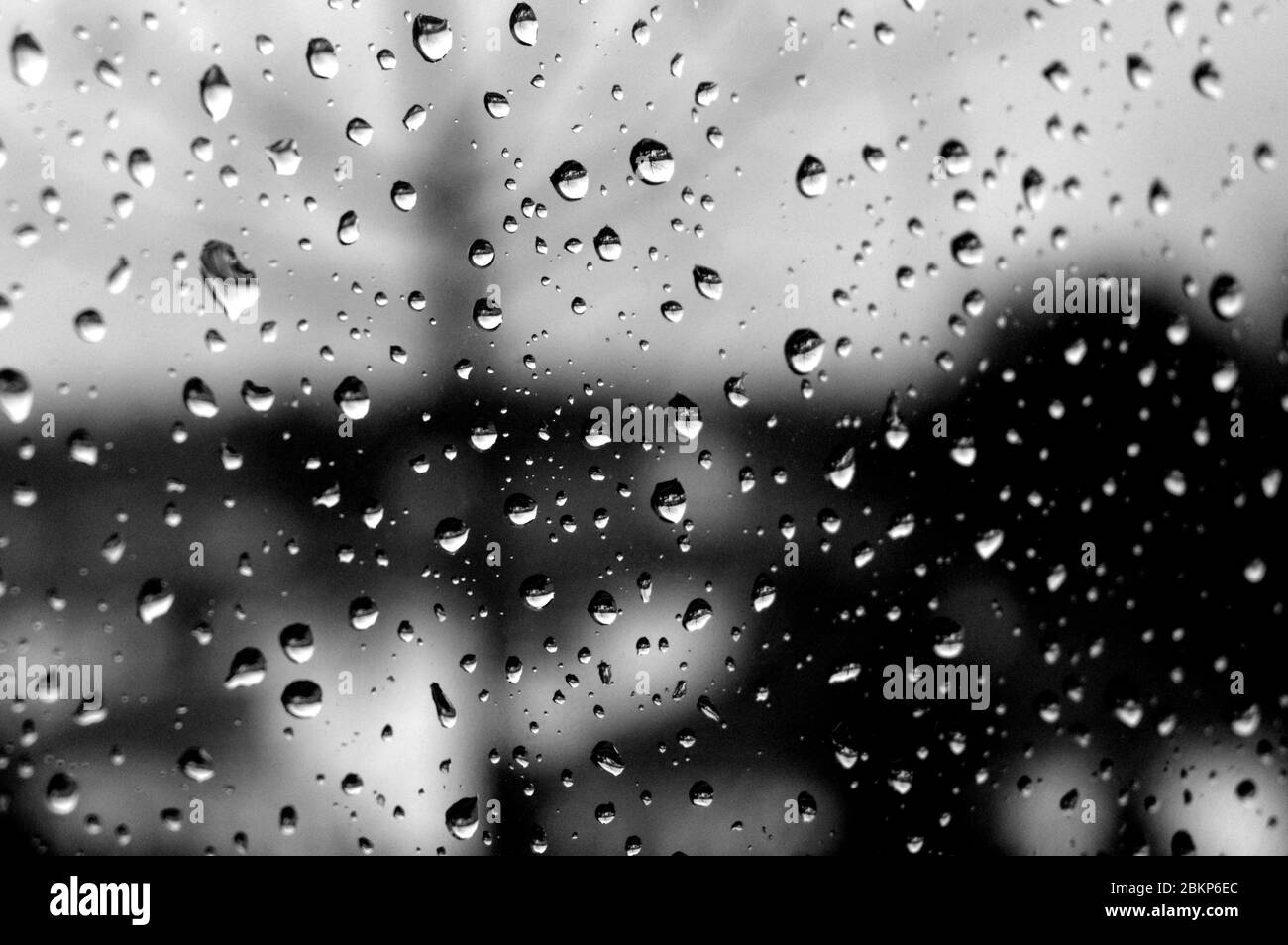 Sullo sfondo le gocce di pioggia sulla finestra Foto Stock