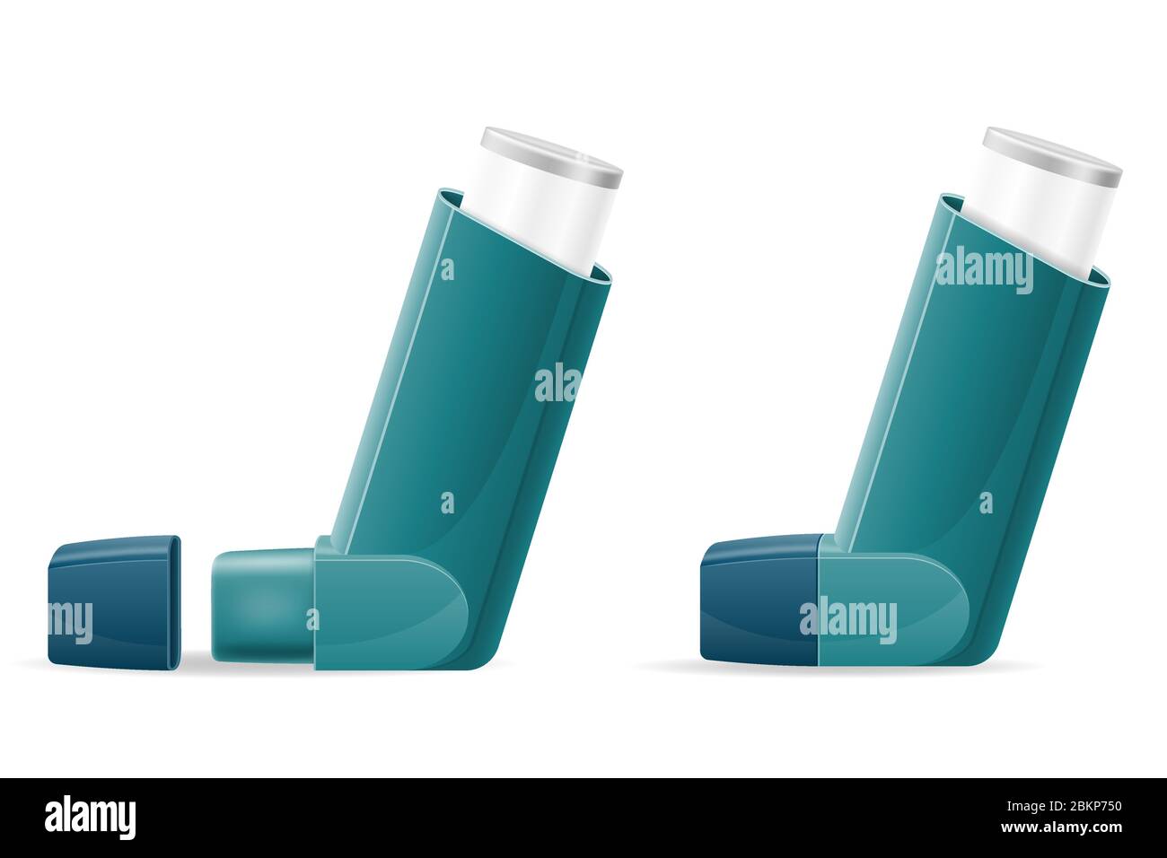 inalatore medico per pazienti con asma e respiro corto nel trattamento e nella prevenzione dell'illustrazione del vettore della malattia isolato su bianco Illustrazione Vettoriale