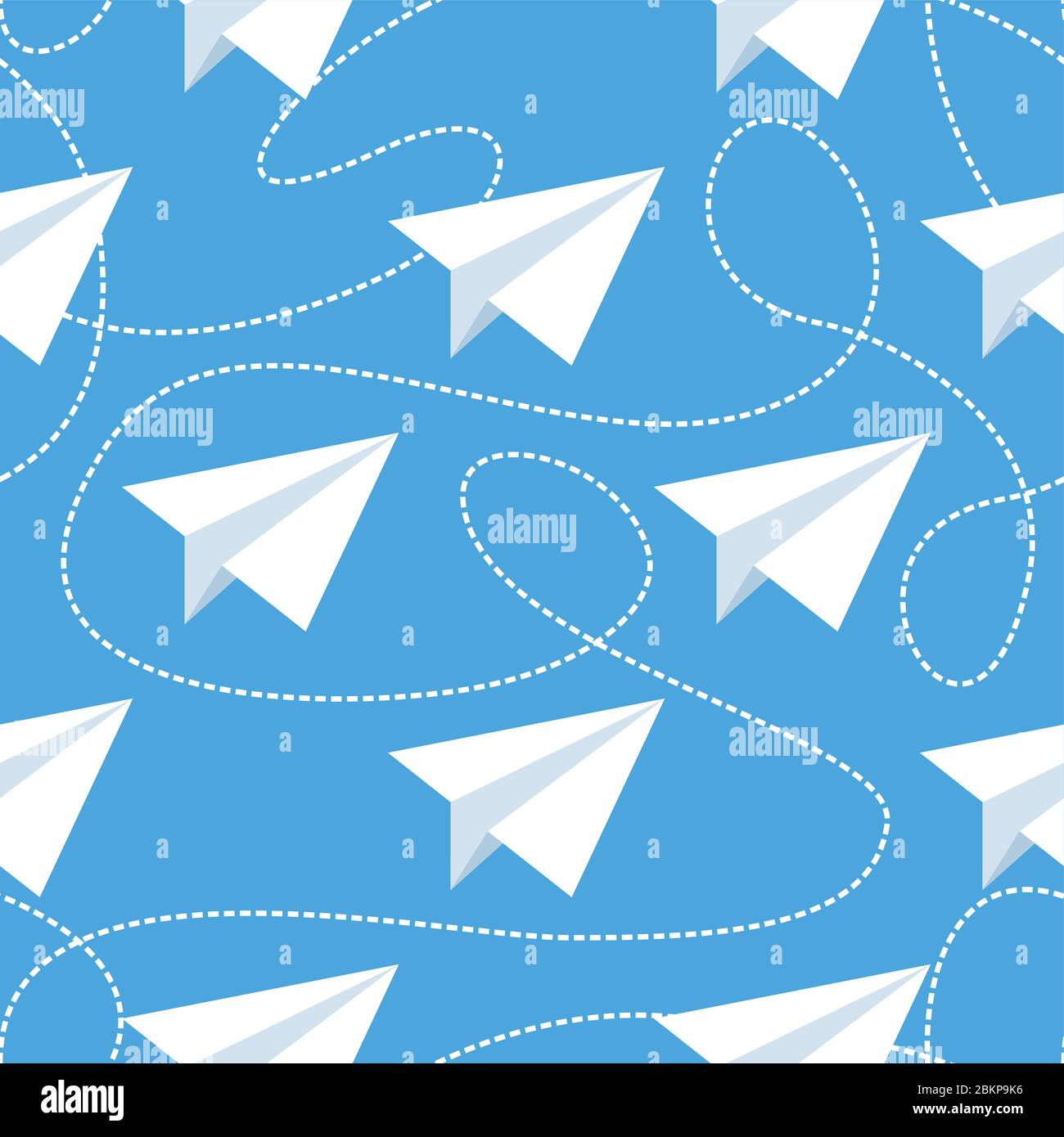 Piani della carta e linee aggrovigliate ripetizione senza giunture. Ripetizione di uno sfondo astratto con piani di carta e linee tratteggiate. Illustrazione vettoriale EPS8 Illustrazione Vettoriale