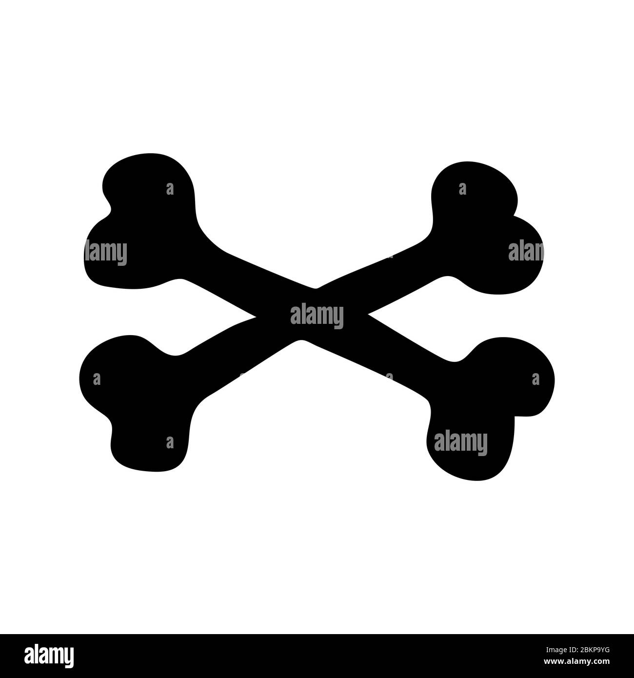 Icona delle ossa incrociate, segno per Halloween, pirati e pericolo, simbolo minimalista di illustrazione vettoriale Illustrazione Vettoriale