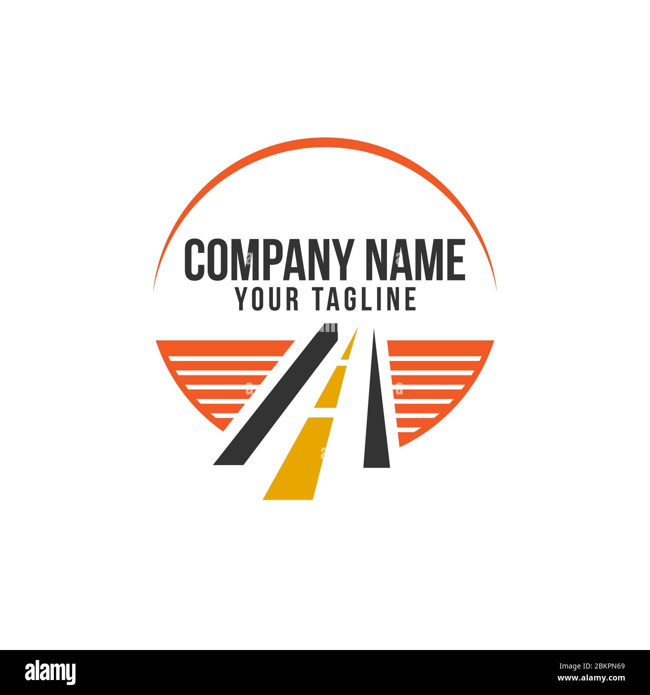 Vettore logo asfalto, modello di design logo pavimentazione. Costruzione icona vettoriale idea con autostrada in spazi negativi. Tema trasporti e traffico. Illustrazione Vettoriale