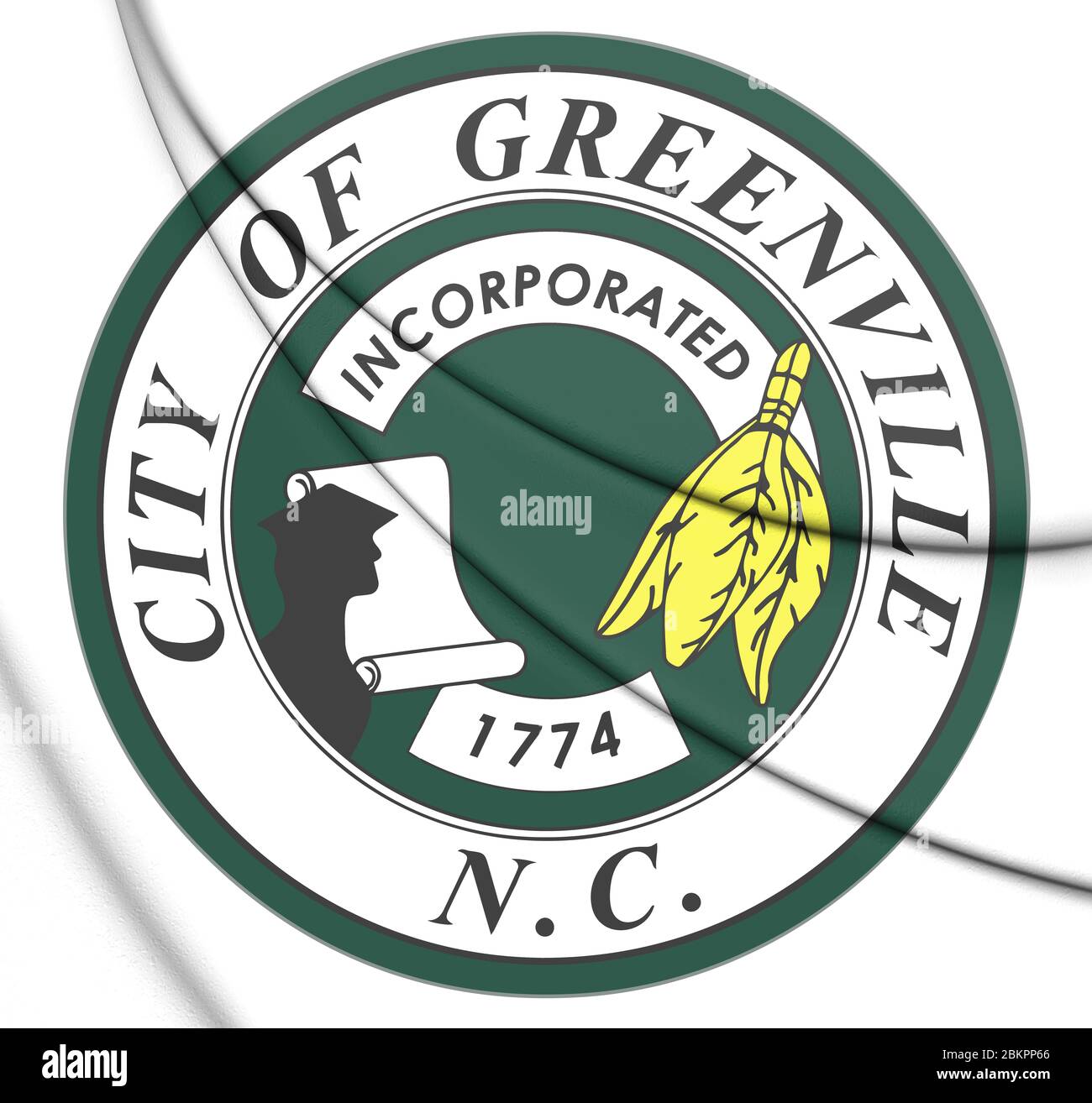 Sigillo 3D di Greenville (Carolina del Nord), Stati Uniti. Illustrazione 3D. Foto Stock