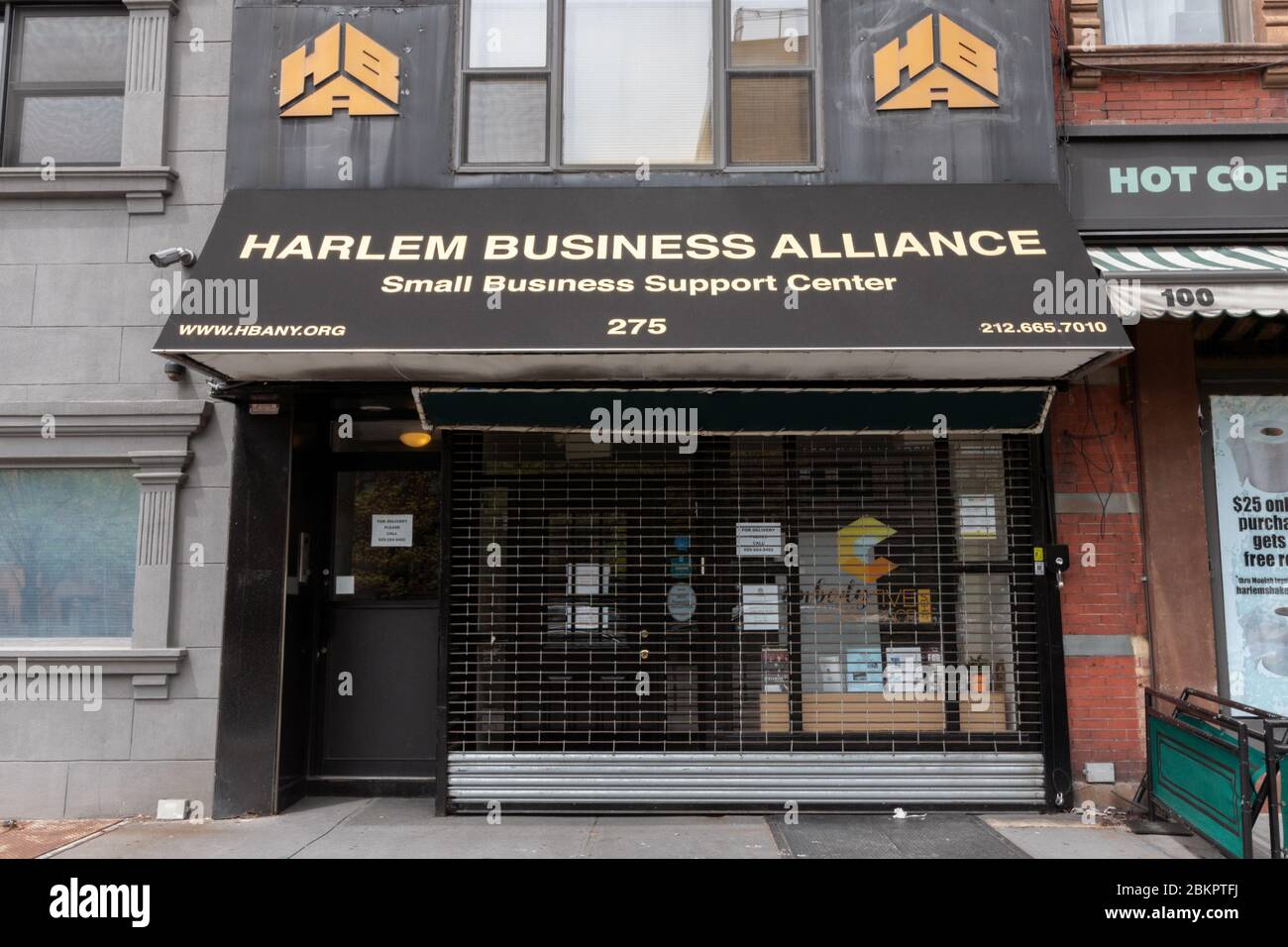 Uffici della Harlem Business Alliance, un'organizzazione no-profit che sostiene la conservazione e la conservazione della comunità aziendale di Harlem Foto Stock