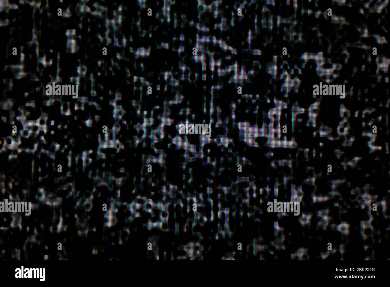 Assenza di segnale sul monitor del televisore, rumore statico TV bianco e nero scadente Foto Stock