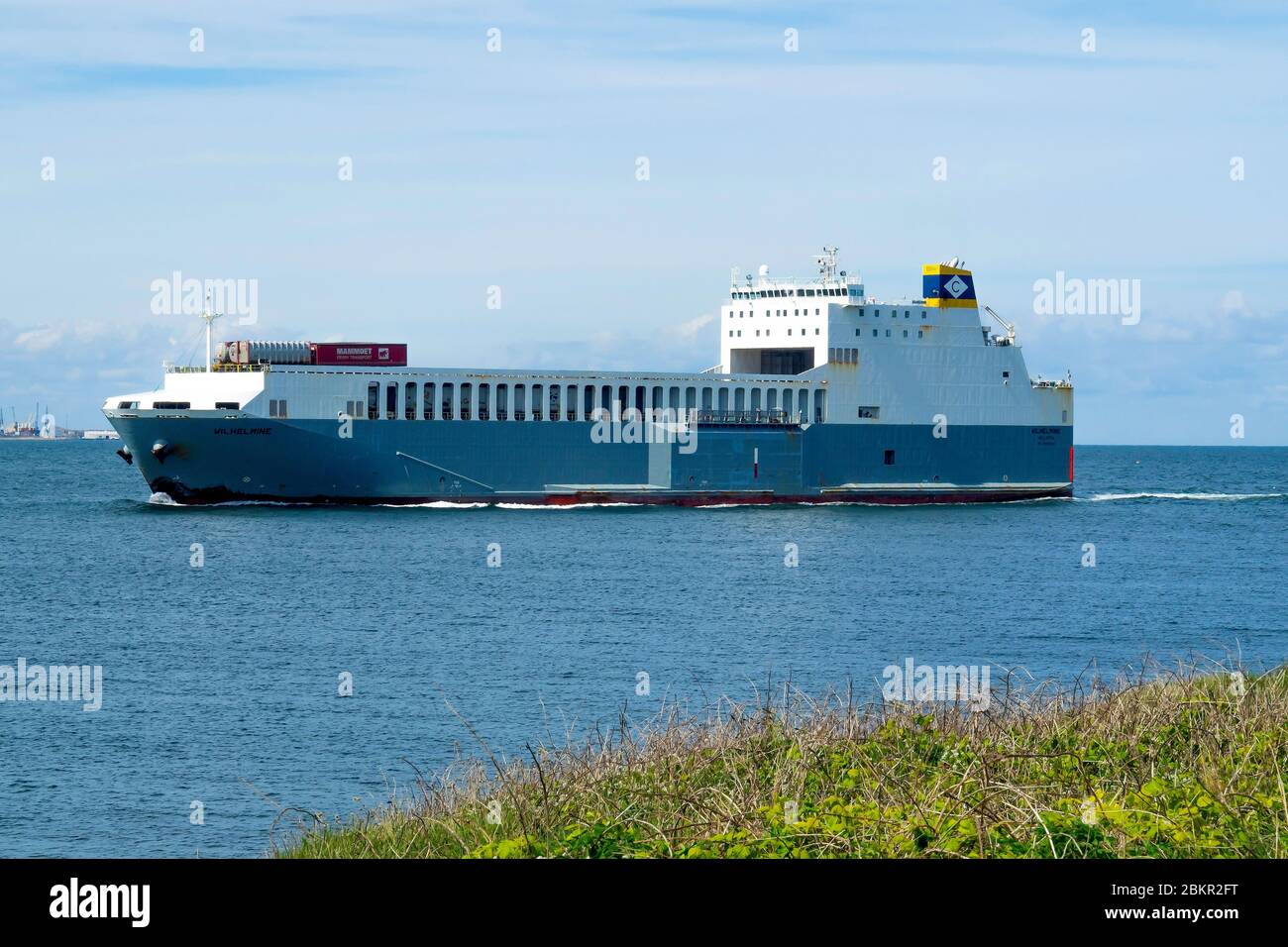RO Ro Cargo nave WILHELMINE , IMO: 9539080 arrivo a Teesport Inghilterra Regno Unito da Europort Foto Stock