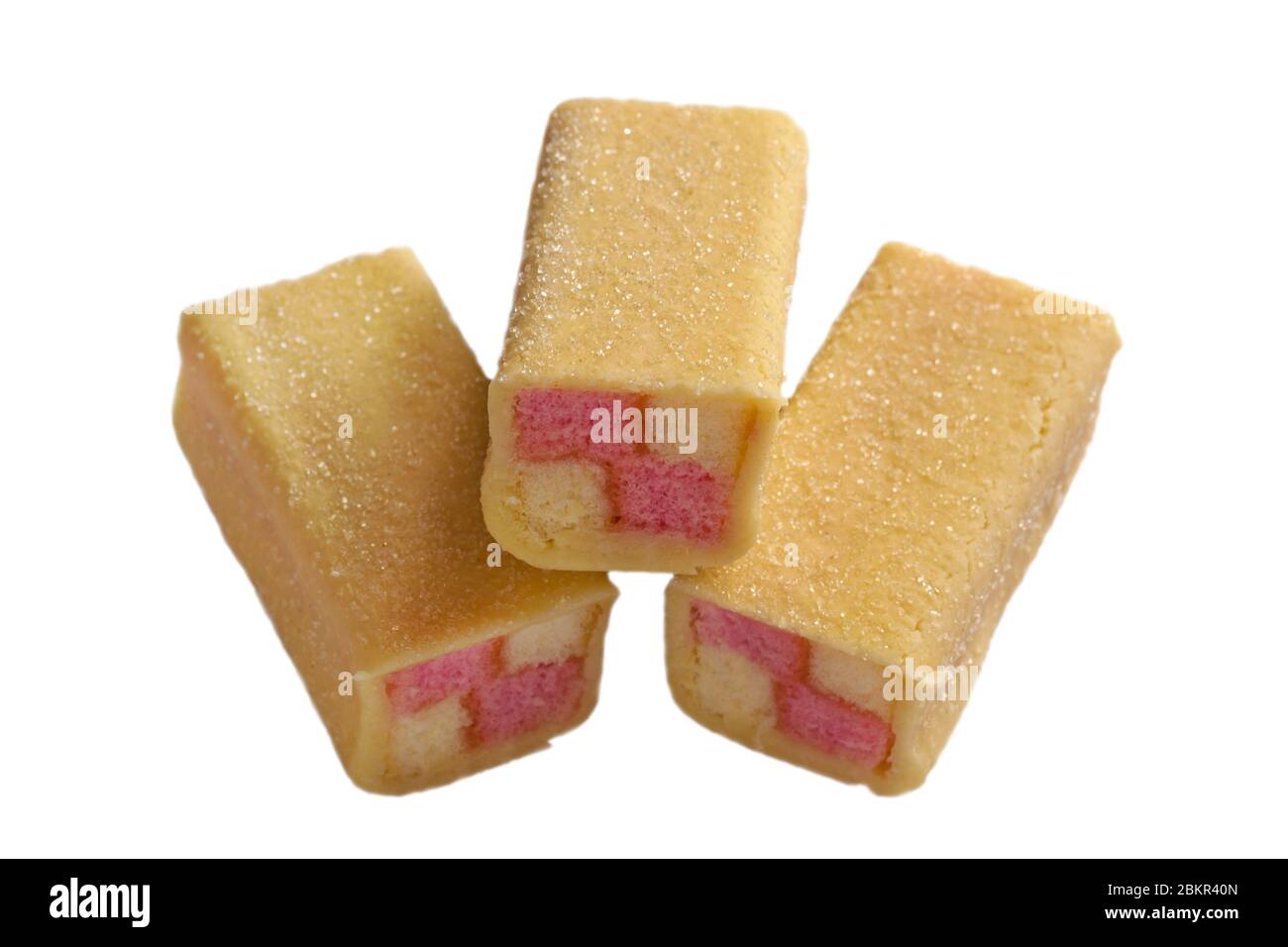 MR Kipling Mini Battenbergs torte isolate su sfondo bianco - torte estremamente buone Foto Stock