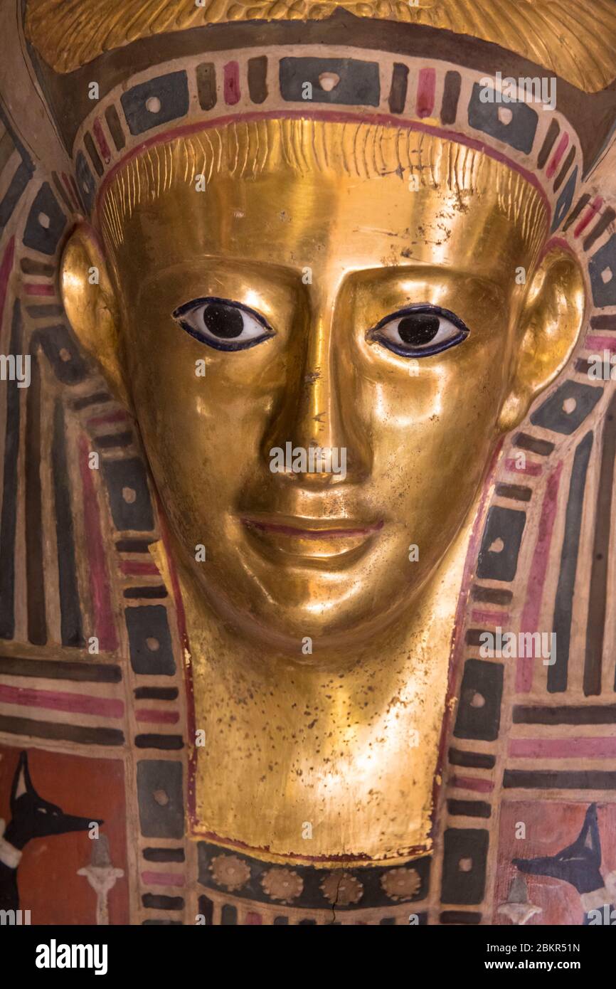 Egitto, Cairo, Museo Egizio del Cairo, maschera funeraria Foto Stock