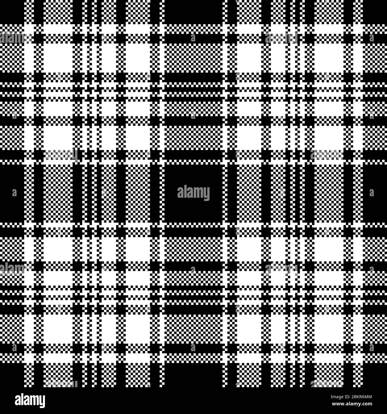 Disegno del vettore di sfondo dei pixel. Plaid moderno e senza cuciture. Tessuto a trama quadrata. Tessile scozzese tartan. Colore bellezza madras ornamento. Illustrazione Vettoriale