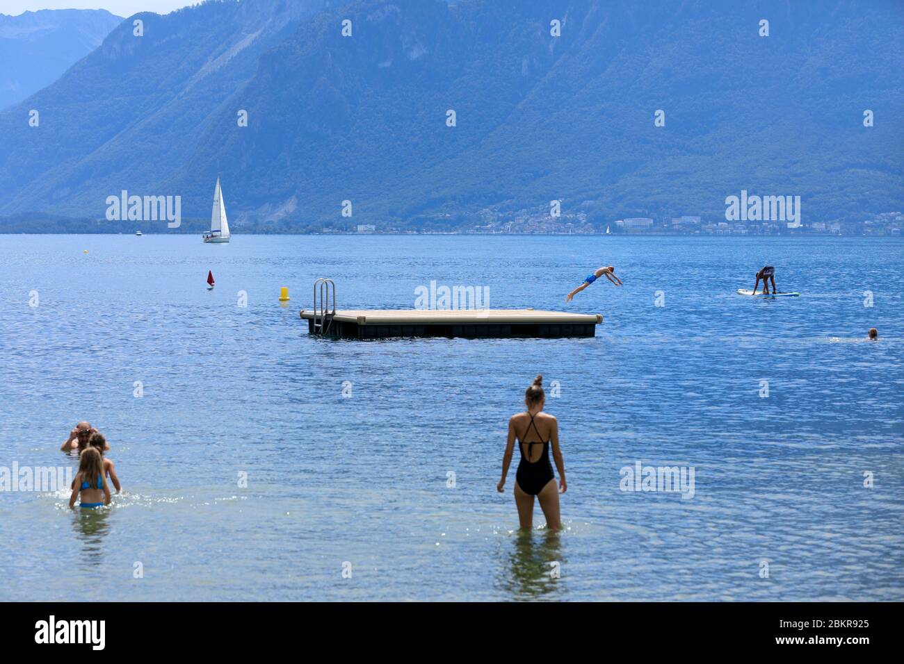 Svizzera, Cantone di Vaud, la Tour de Peliz, Lago di Ginevra Foto Stock