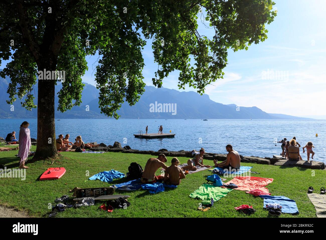 Svizzera, Cantone di Vaud, la Tour de Peliz, Lago di Ginevra Foto Stock