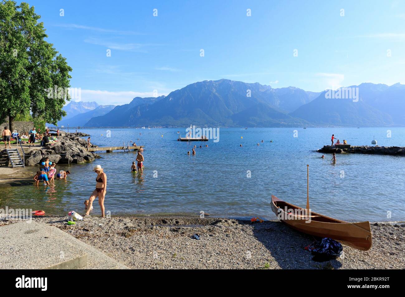 Svizzera, Cantone di Vaud, la Tour de Peliz, Lago di Ginevra Foto Stock