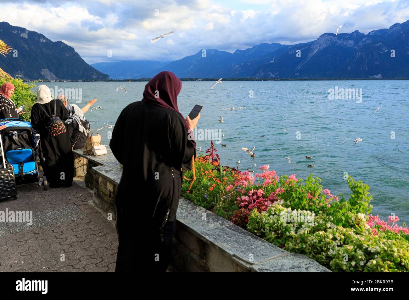 Svizzera, Cantone di Vaud, Montreux, Lago di Ginevra Foto Stock