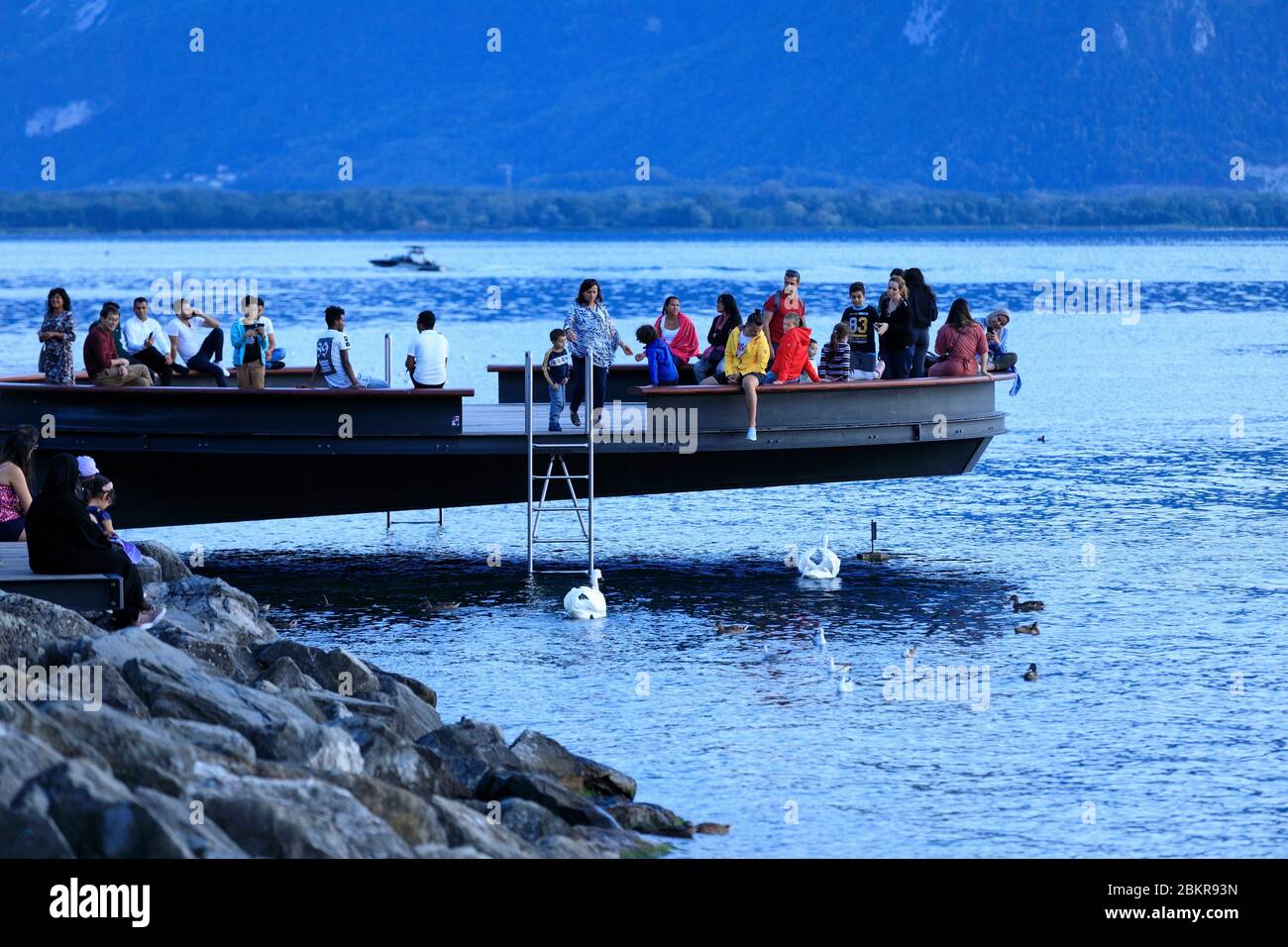 Svizzera, Cantone di Vaud, Montreux, Lago di Ginevra Foto Stock