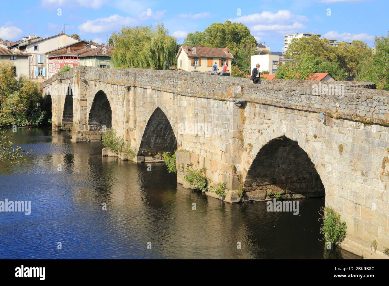 Francia, Haute Vienne, Limoges, ponte Saint Martial costruito nel 1215 sulle fondamenta di un ponte Gallo romano Foto Stock