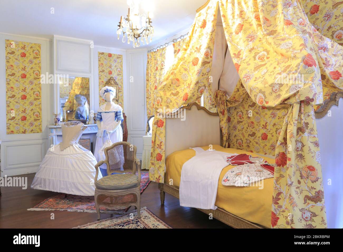Francia, Loiret, Meung sur Loire, comune situato nel perimetro della Valle della Loira, patrimonio mondiale dell'UNESCO, castello costruito dal 12 ° secolo e servito come residenza dei vescovi di Orleans poi prigione che Fran?ois Villon era il più famoso prigioniero, sala Foto Stock