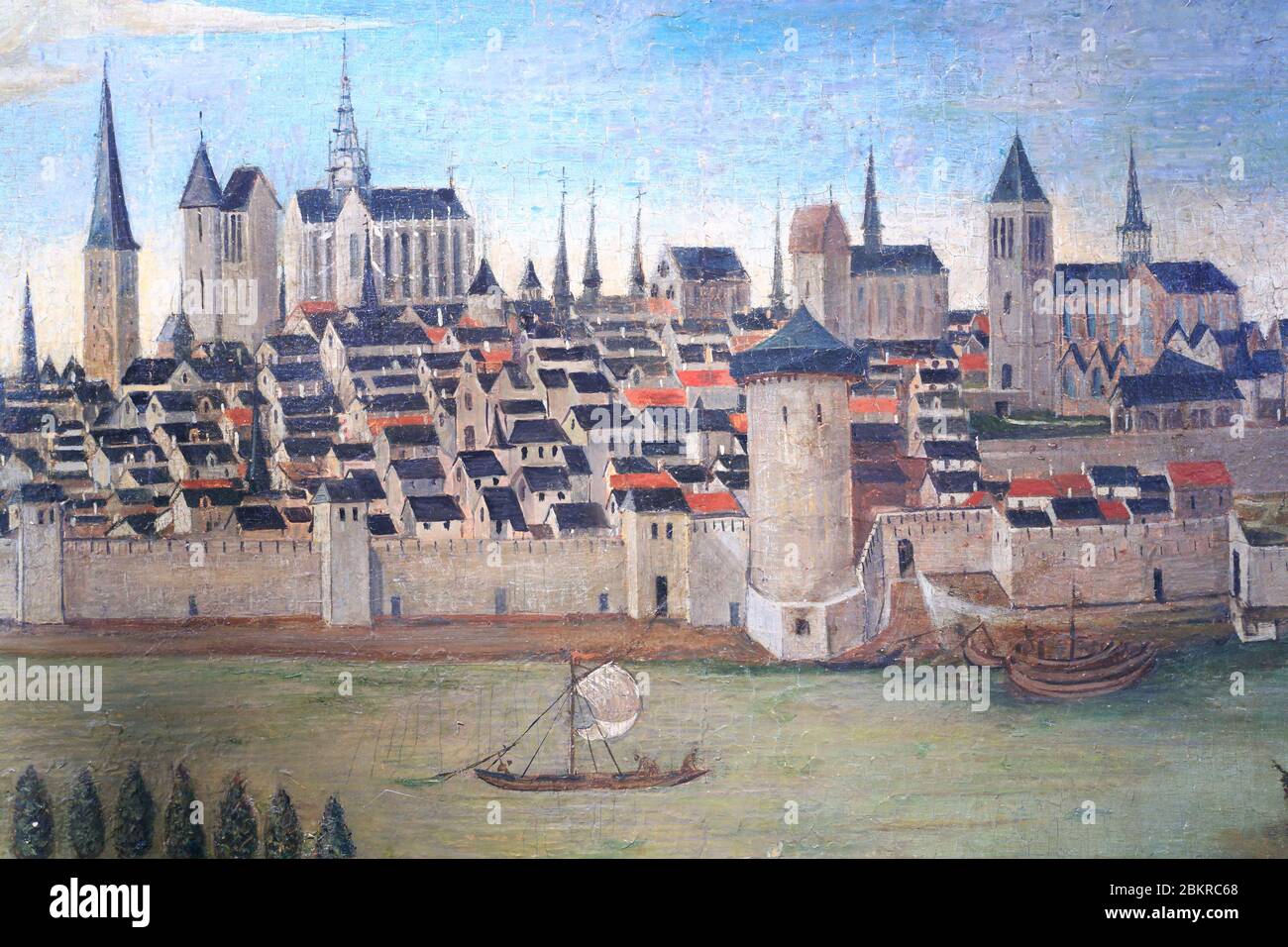 Francia, Loiret, Orleans, Museo di storia e archeologia, dettaglio della vista della città di Orleans chiamato Tableau des Echevins (16 ° secolo) Foto Stock