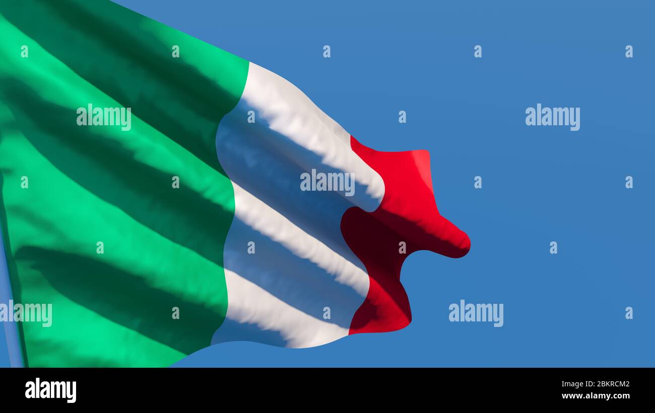 Rendering 3D della bandiera nazionale d'Italia che sventola nel vento Foto Stock