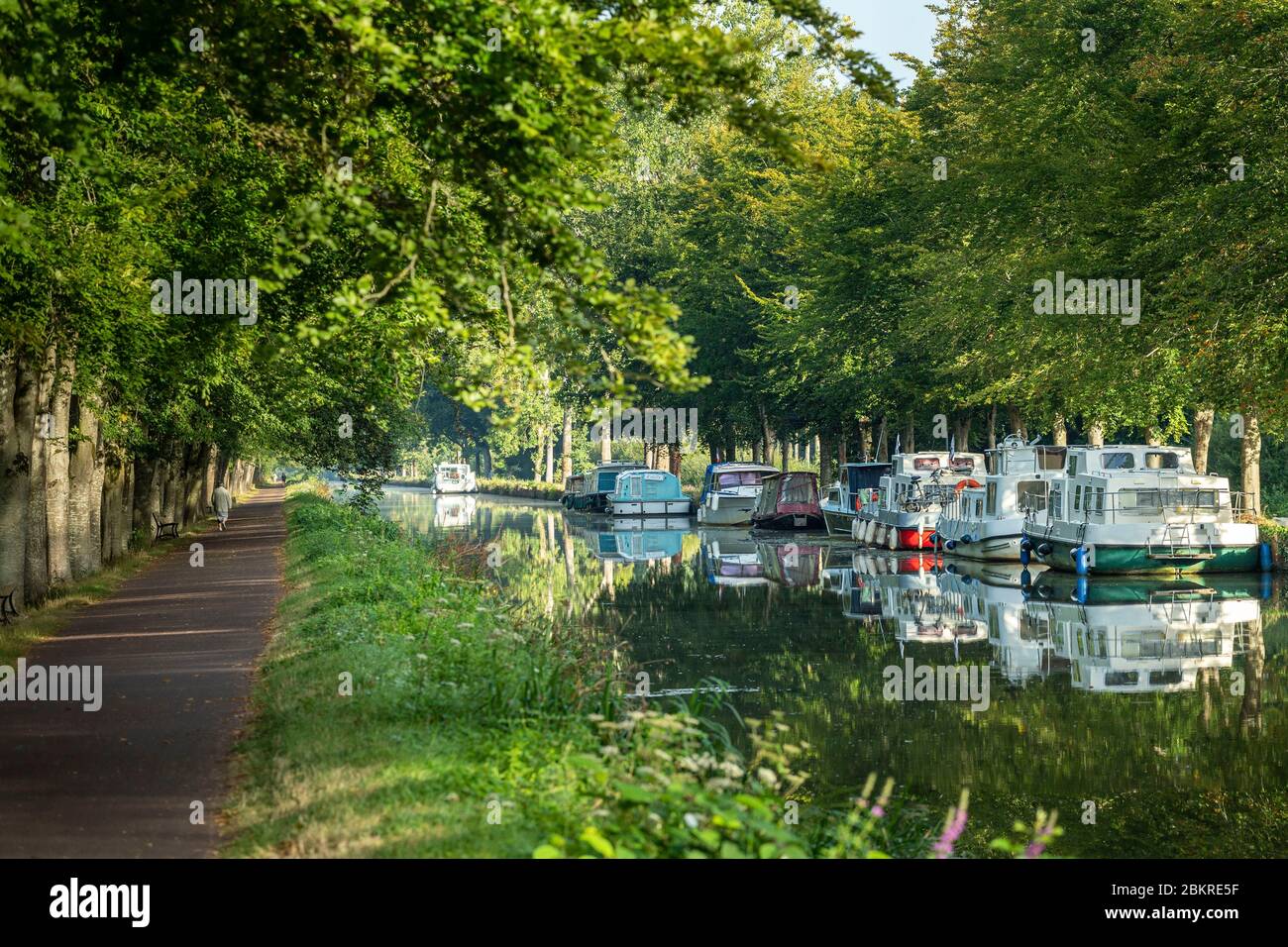 Francia, Morbihan, Malestroit, il canale Nantes a Brest che attraversa il villaggio di Malestroit Foto Stock