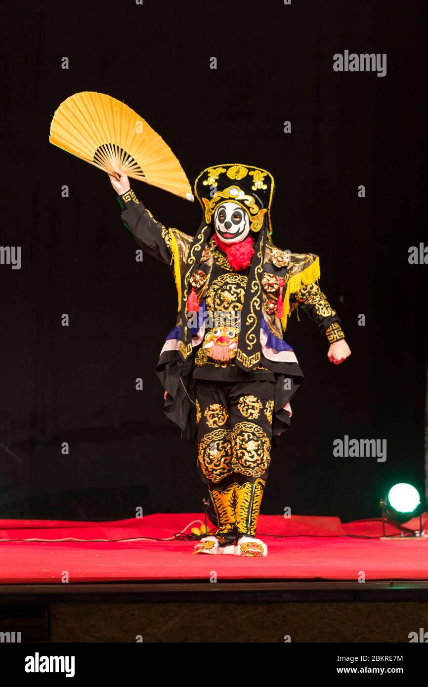 Francia, Loir-et-Cher, castello di Selles-sur-Cher, festival delle luci celesti, spettacolo di Bian Lian Foto Stock