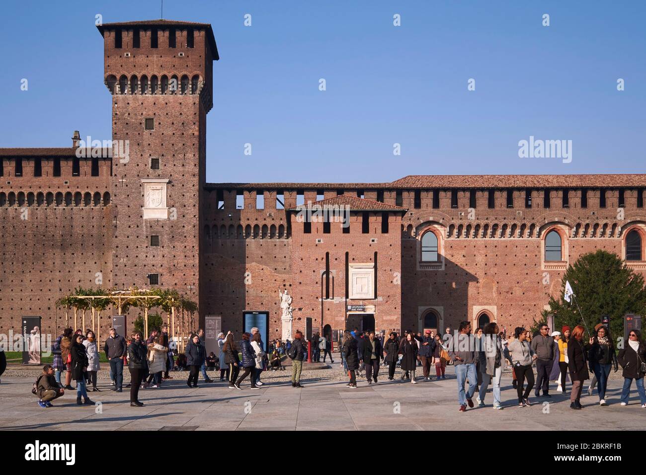 L'Italia, Lombardia, Milano Castello Sforzesco, costruito nel XV secolo dal Duca di Milano Francesco Sforza Foto Stock