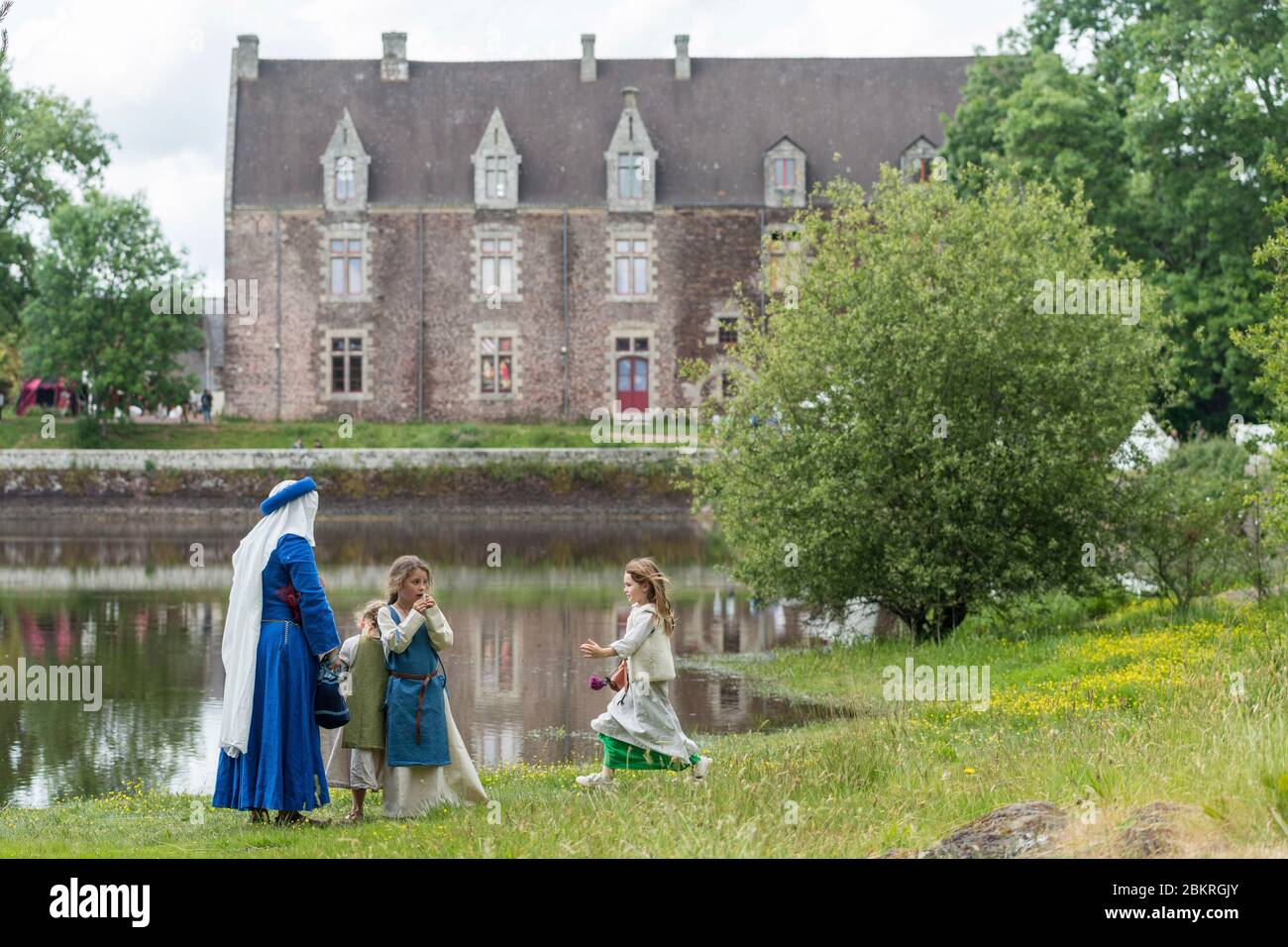 Francia, Ille-et-Vilaine, Concoret, festa medievale nella foresta di Broceliande al castello di Comper Foto Stock