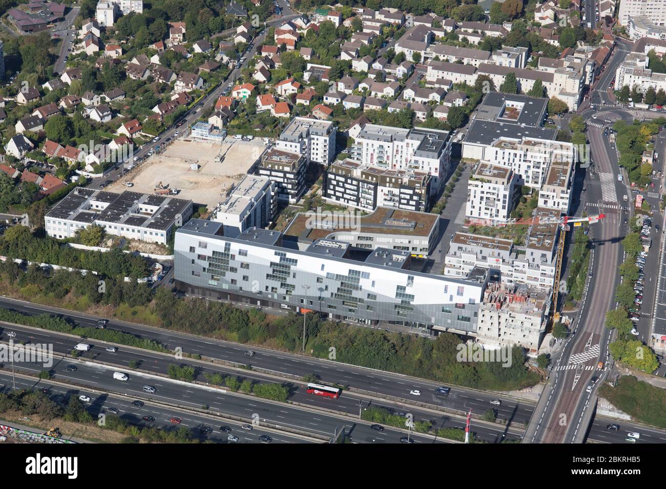 Francia, Val de Marne, Fresnes, la Ceriseraie, Avenue de la Cerisaie, Rue Juliette Drouet, Rue de Montjean (vista aerea) Foto Stock