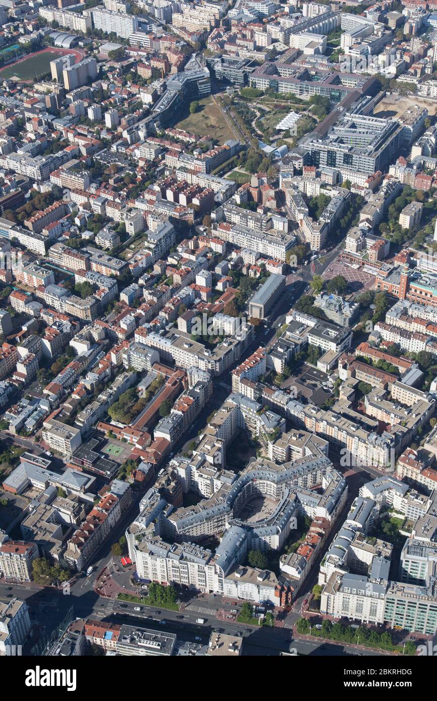 Francia, Val de Marne, Montrouge Square Gabriel Peri (vista aerea) Foto Stock