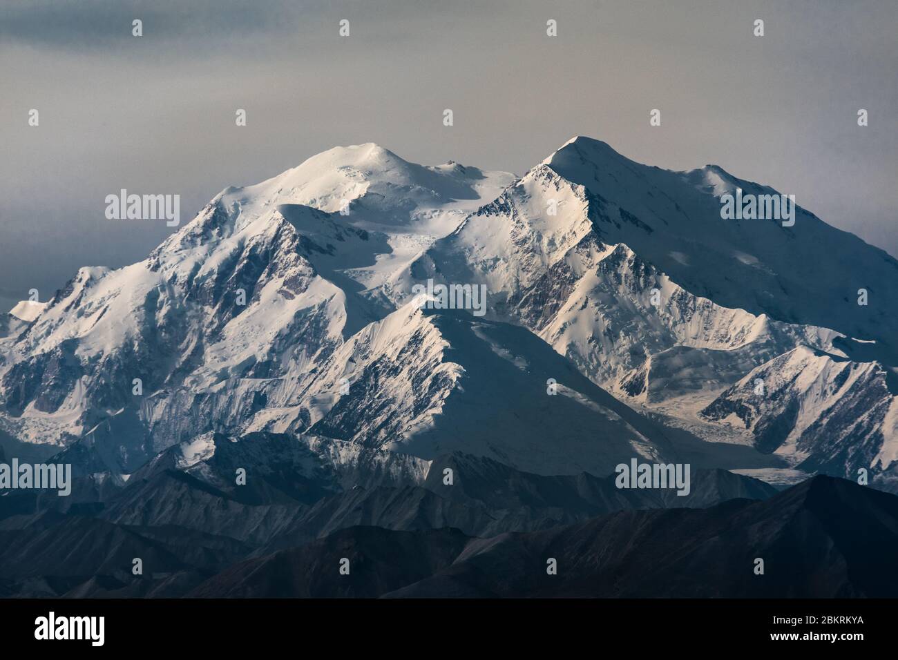 Una vista ravvicinata del Monte Denali-McKinley in Alaska Foto Stock