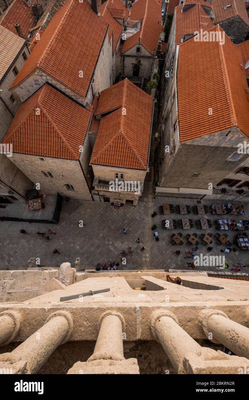 Croazia, Dalmazia, Isola di Kor?ula, Cattedrale di San Marco, vista panoramica dal campanile Foto Stock