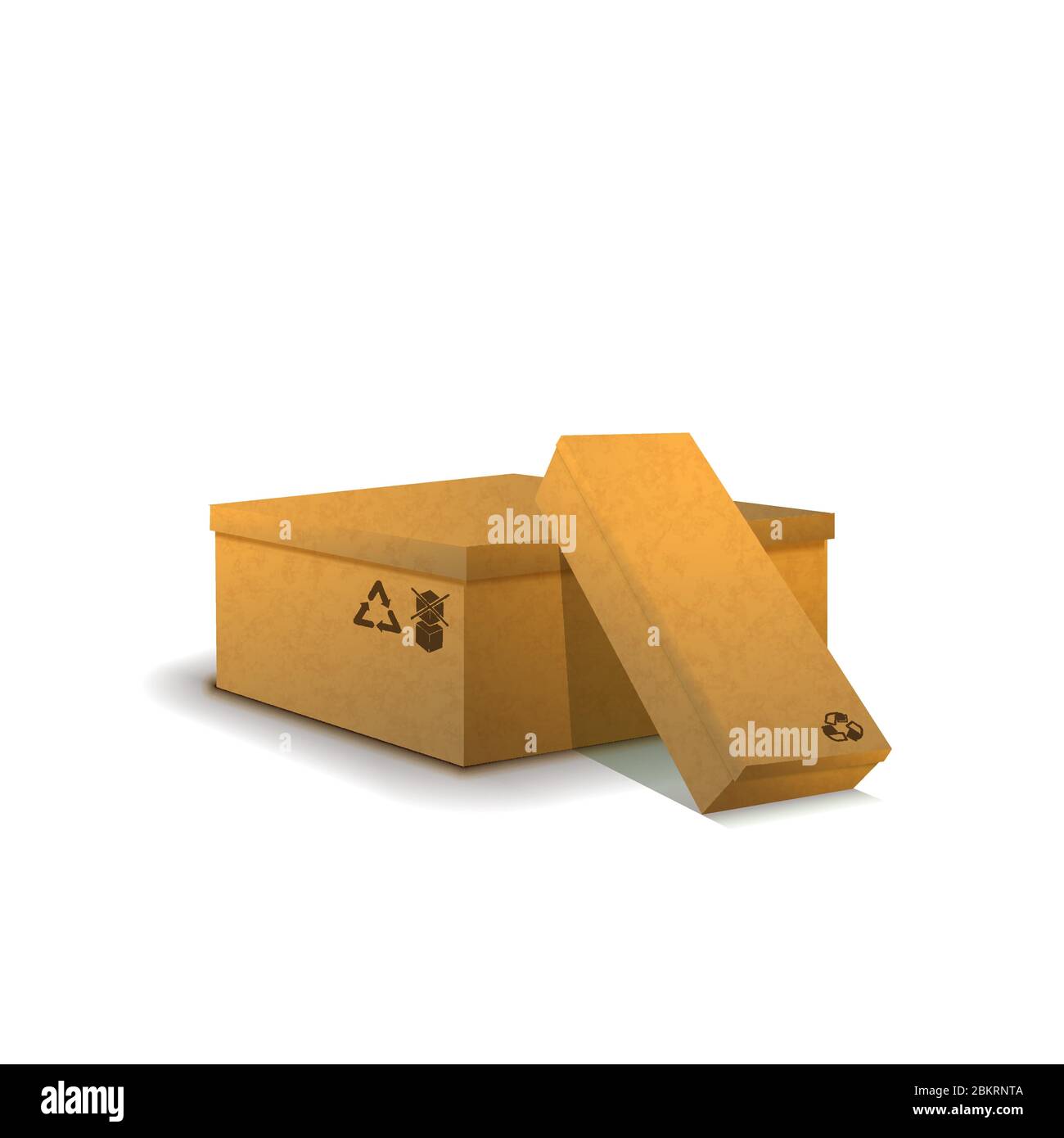 Coppia di pacchi di cartone con cartelli di carico su bianco Illustrazione Vettoriale