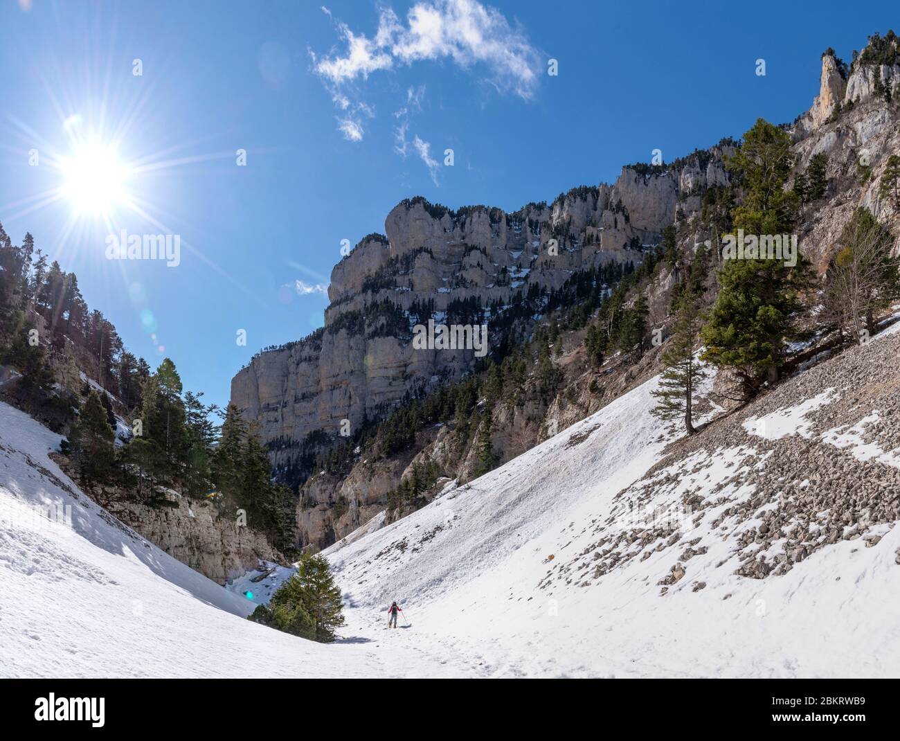 Francia, Drome, Parco Naturale Regionale del Vercors, Bergerie du Jardin du Roi, discesa verso il burrone di Aubaise Foto Stock