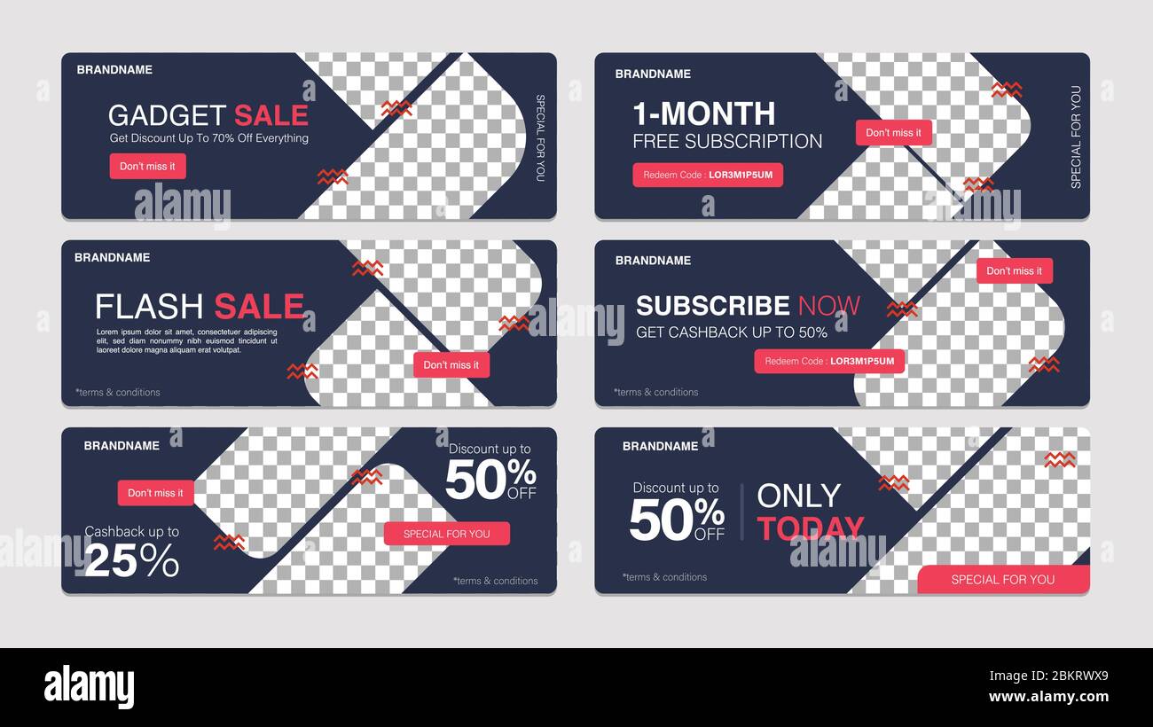 Collezione di modelli di vendita per la vendita promozionale. Banner modificabile per post sui social media, siti Web e annunci su Internet. Illustrazione Vettoriale