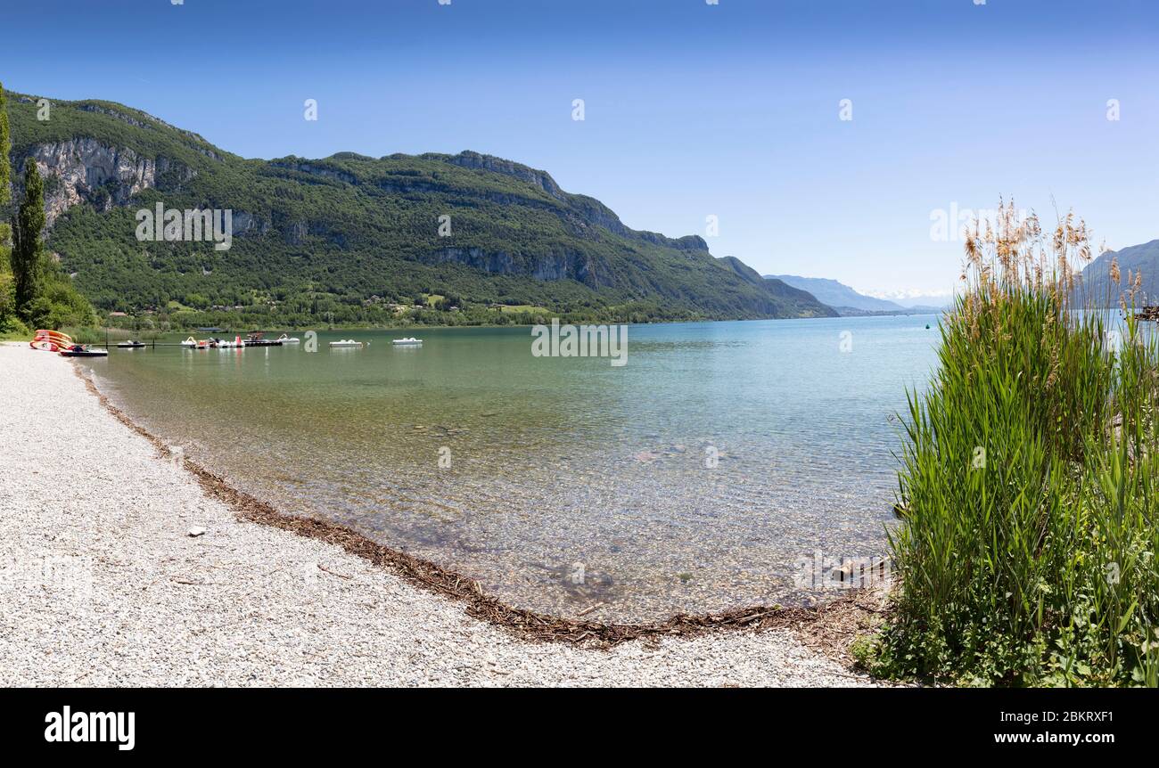 Francia, Savoia, Lac du Bourget, Aix-les-Bains, Riviera delle Alpi, Chindrillux, spiaggia di Chatillon, Foto Stock