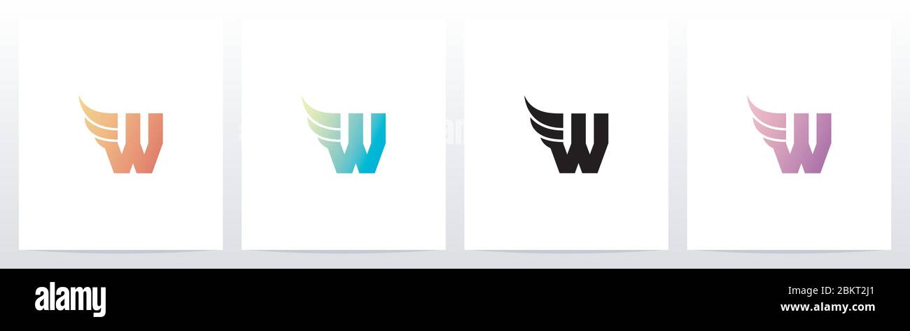 Ala piccola con logo lettera W Illustrazione Vettoriale