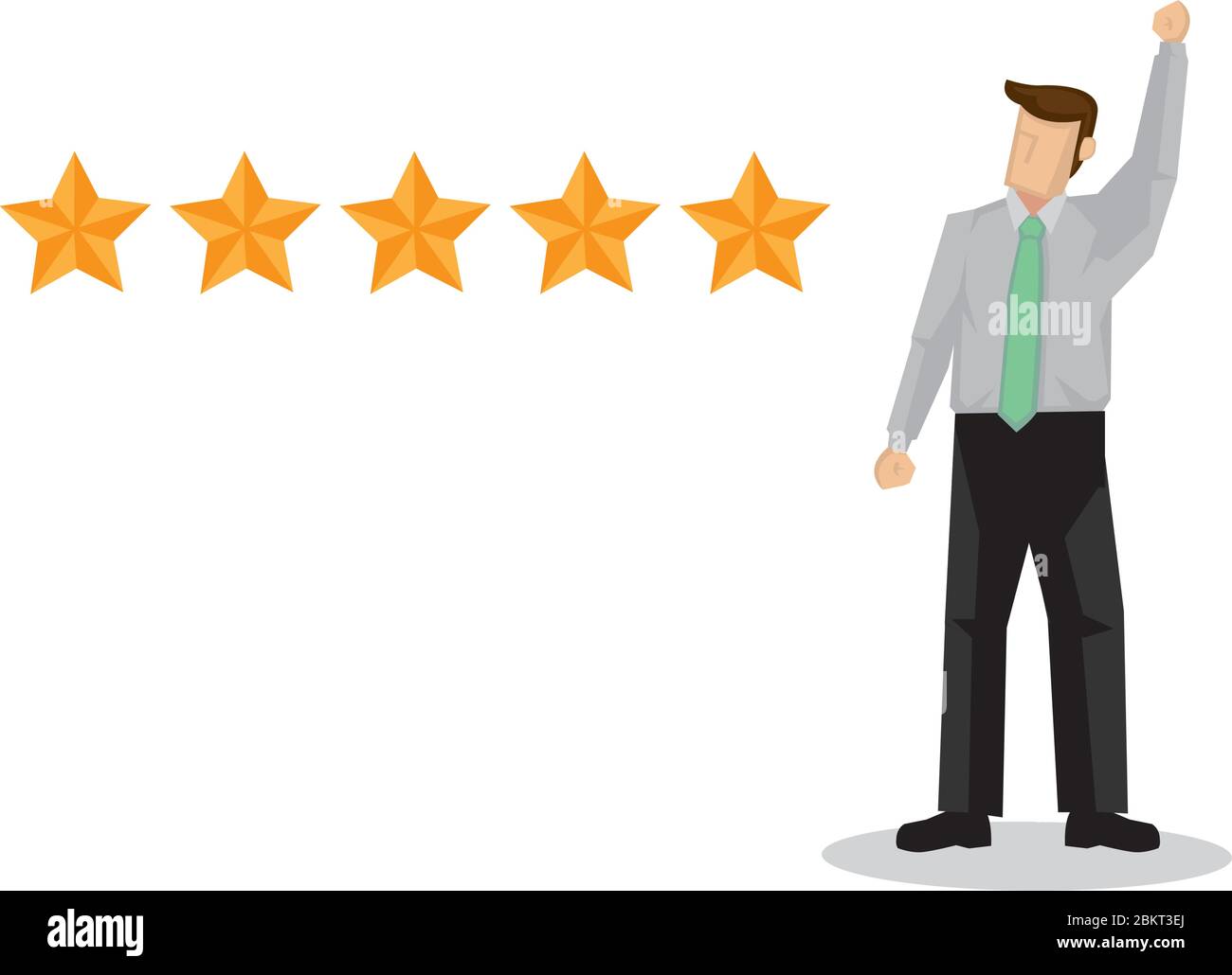 Valutazione di eccellenza del businessman, recensione a 5 stelle, feedback positivo. Illustrazione vettoriale. Illustrazione Vettoriale