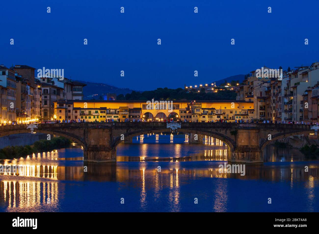 Ponte Santa Trinita & Ponte Vecchio a Firenze. Foto Stock