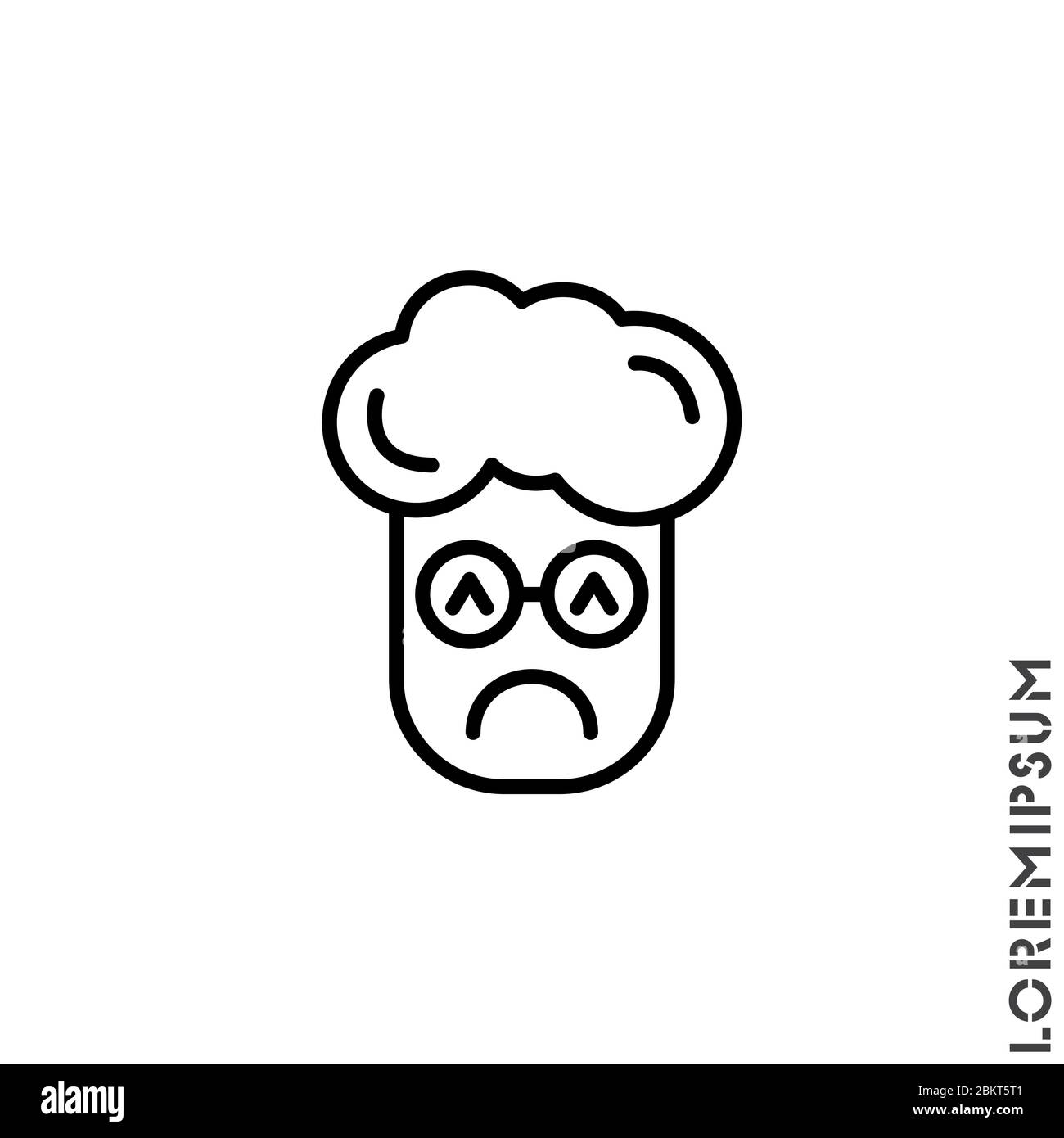 Depresso, triste, stressato emoji ragazzo, uomo icona vettore, emozione, triste simbolo. Moderne applicazioni Web e mobil Flat Symbol. Illustrazione vettoriale icona Emoticon triste Illustrazione Vettoriale