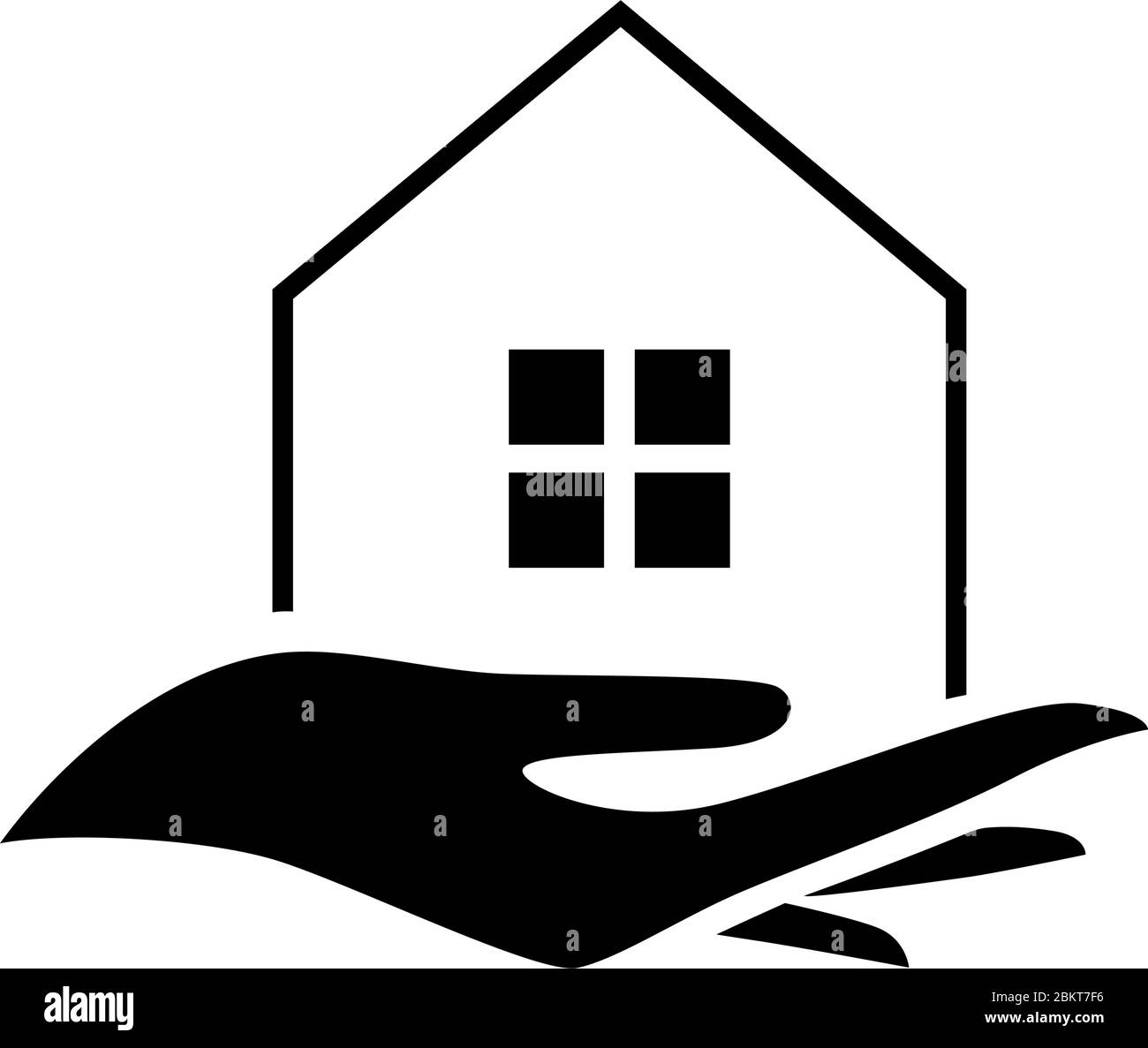 Casa in miniatura con mano umana Illustrazione Vettoriale