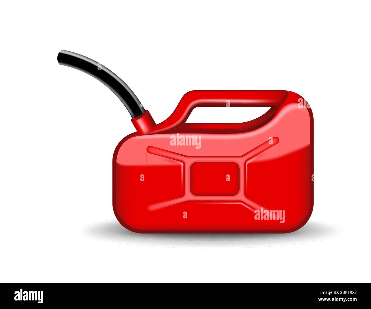 Filtro rosso dell'olio motore o del petrolio isolato su bianco. Contenitore con illustrazione vettoriale del carburante in stile realistico. Potenza ed energia Illustrazione Vettoriale