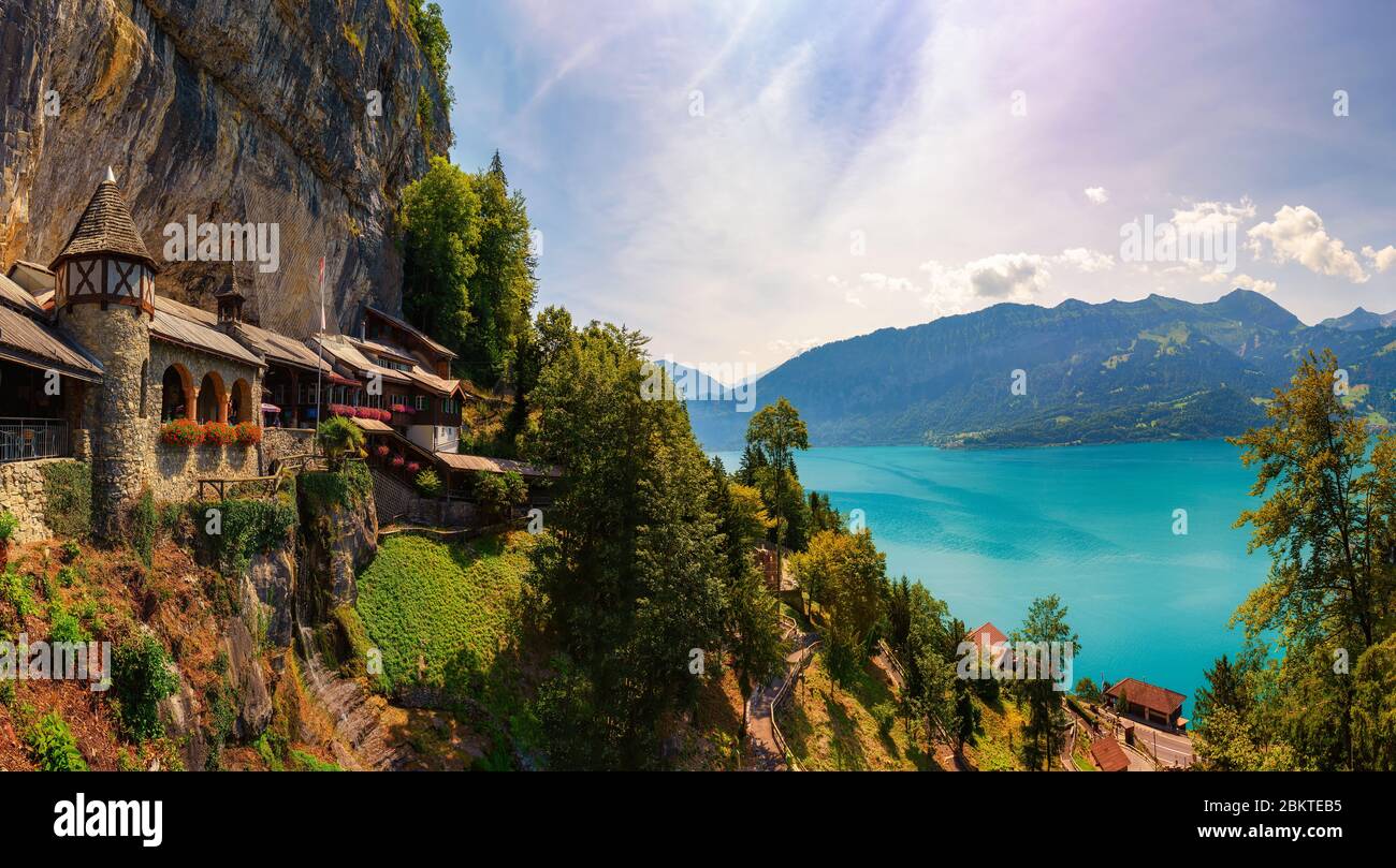 Grotte di San Beato situate sopra Thunersee, Svizzera Foto Stock