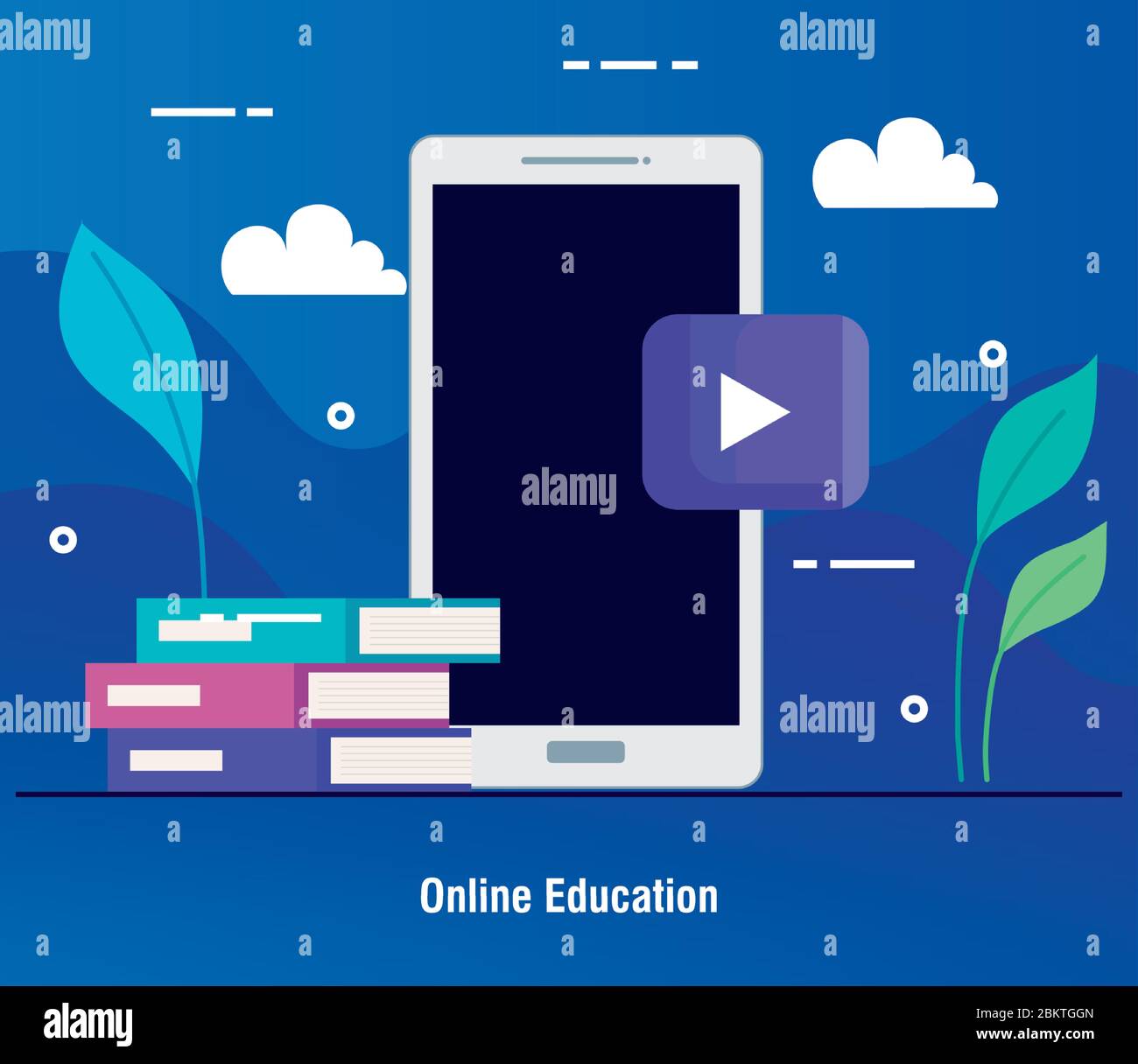 tecnologia online per l'istruzione tramite smartphone Illustrazione Vettoriale