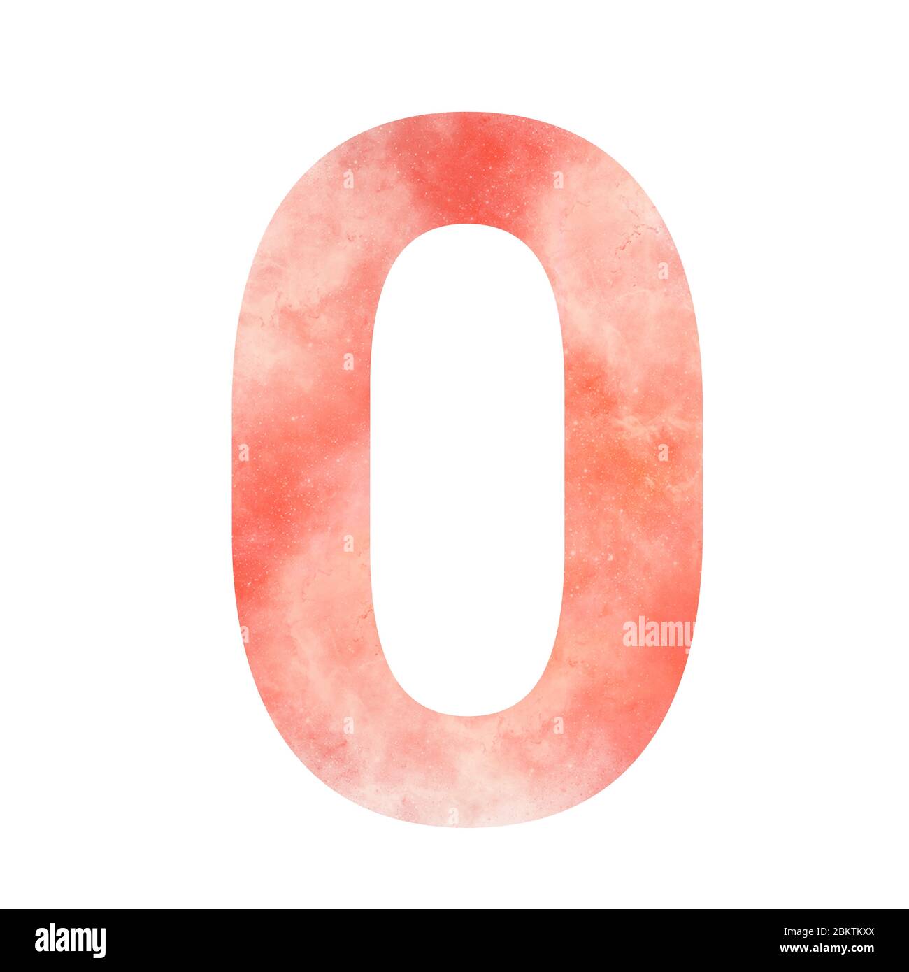 Numeri alfabetici arancioni. Numero 0 zero. Arte digitale isolata su sfondo bianco. Illustrazione delle scorte. Foto Stock